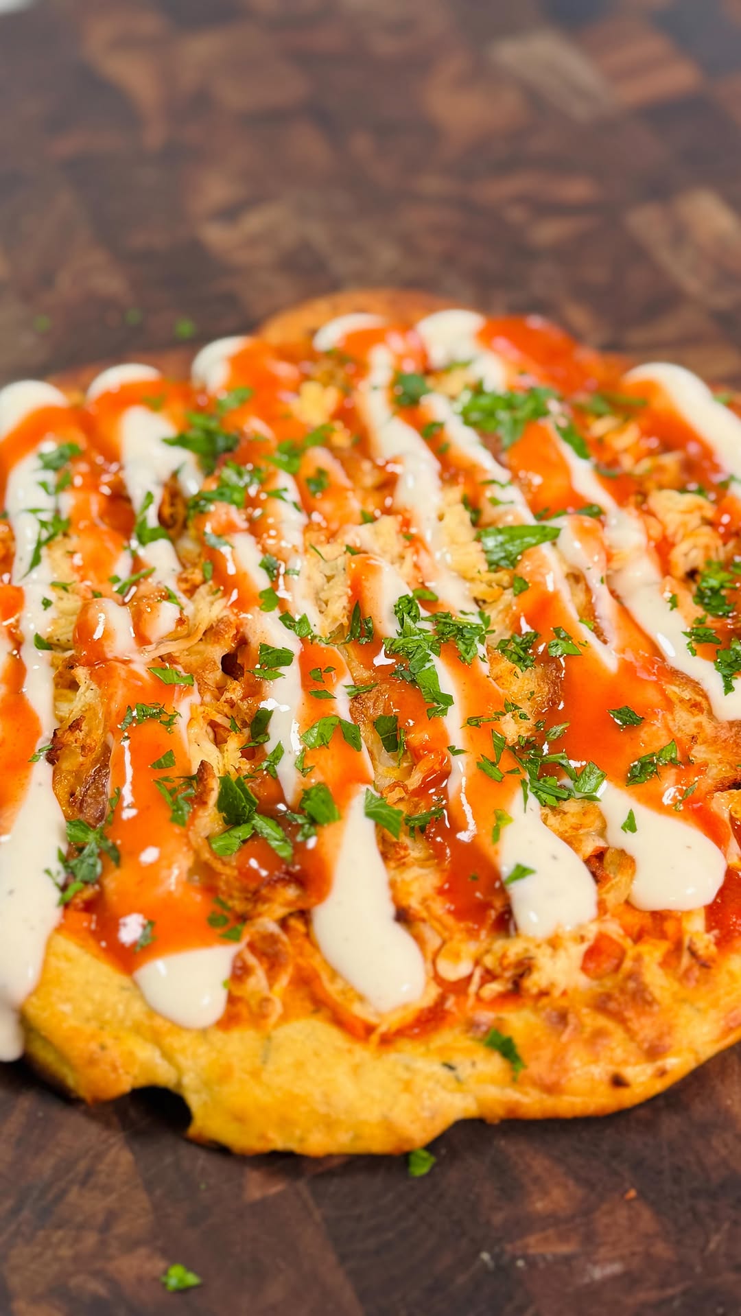 High Protein Air Fried Buffalo Chicken Pizza