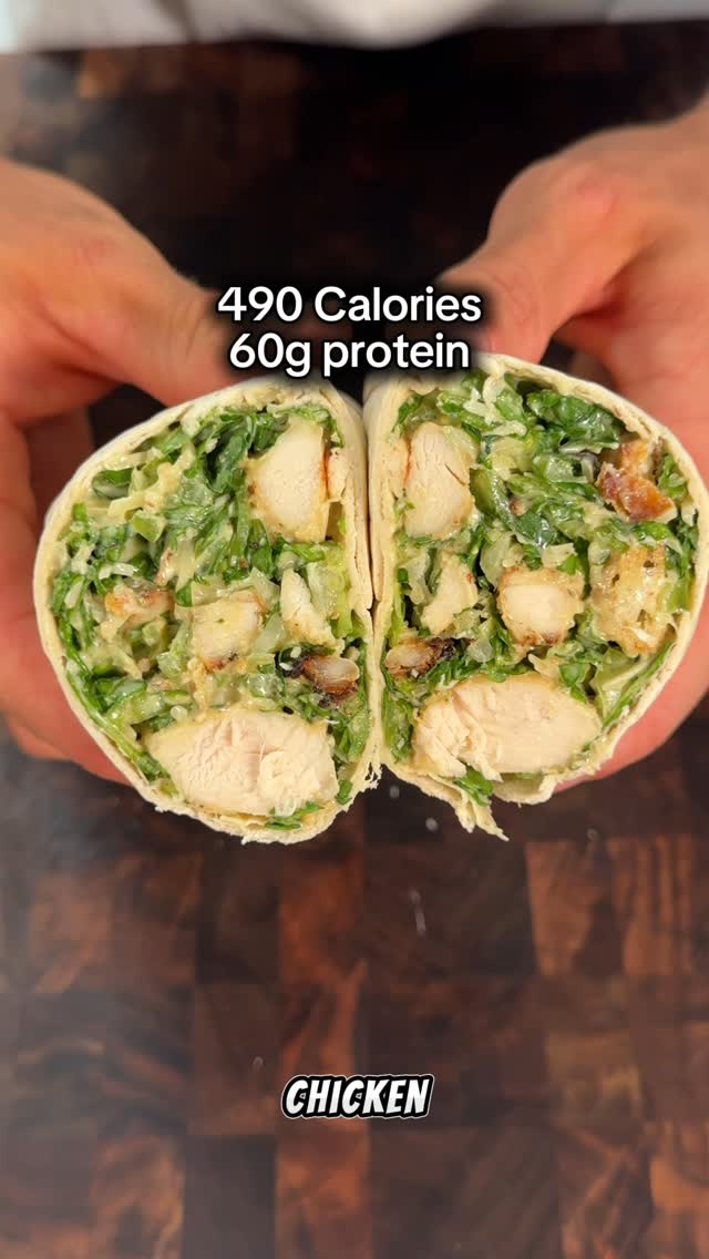 High Protein Chicken Caesar Salad Wrap