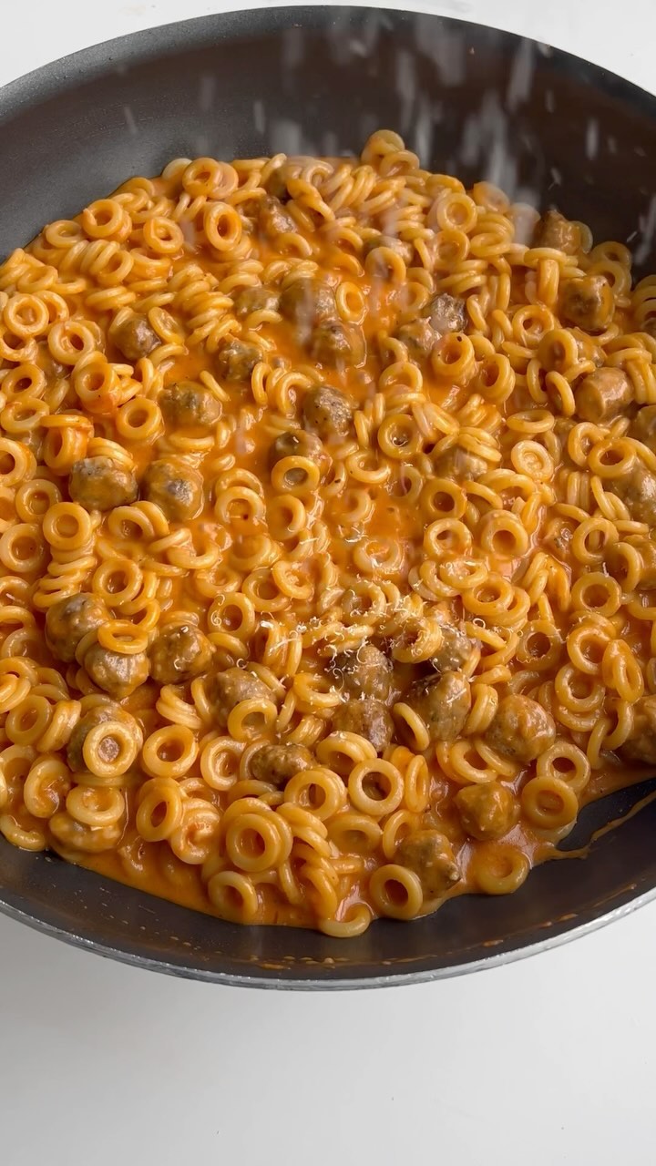 Vodka Spaghettios with Mini Meatballs
