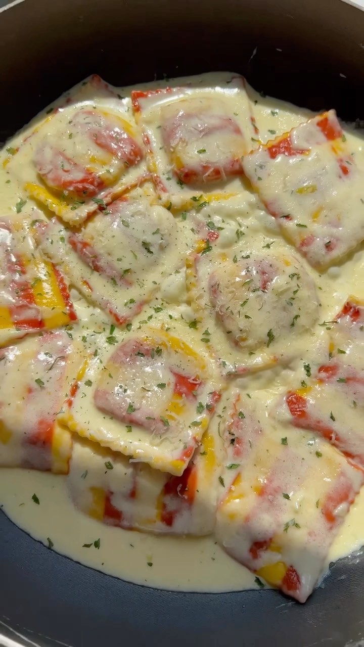 Lobster Ravioli in Alfredo Sauce