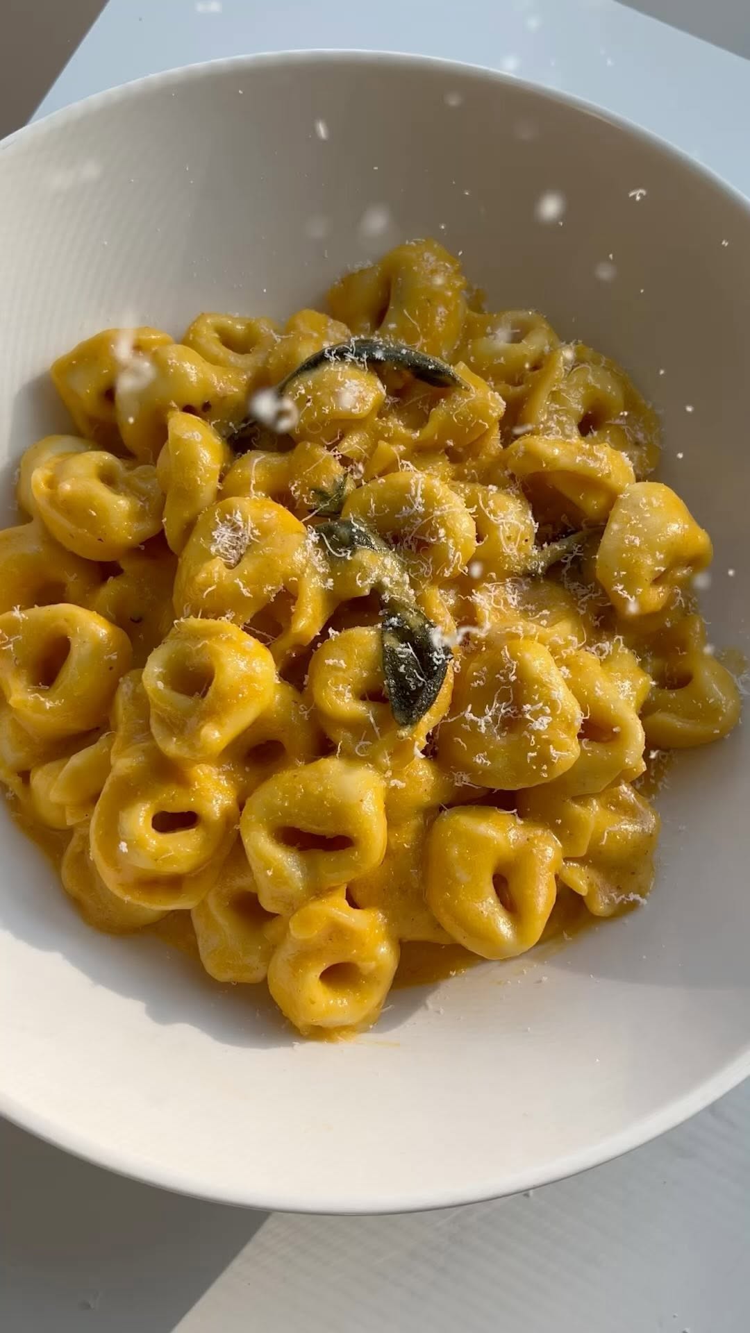 Cheesy Pumpkin Tortellini with Brown Butter and Sage
