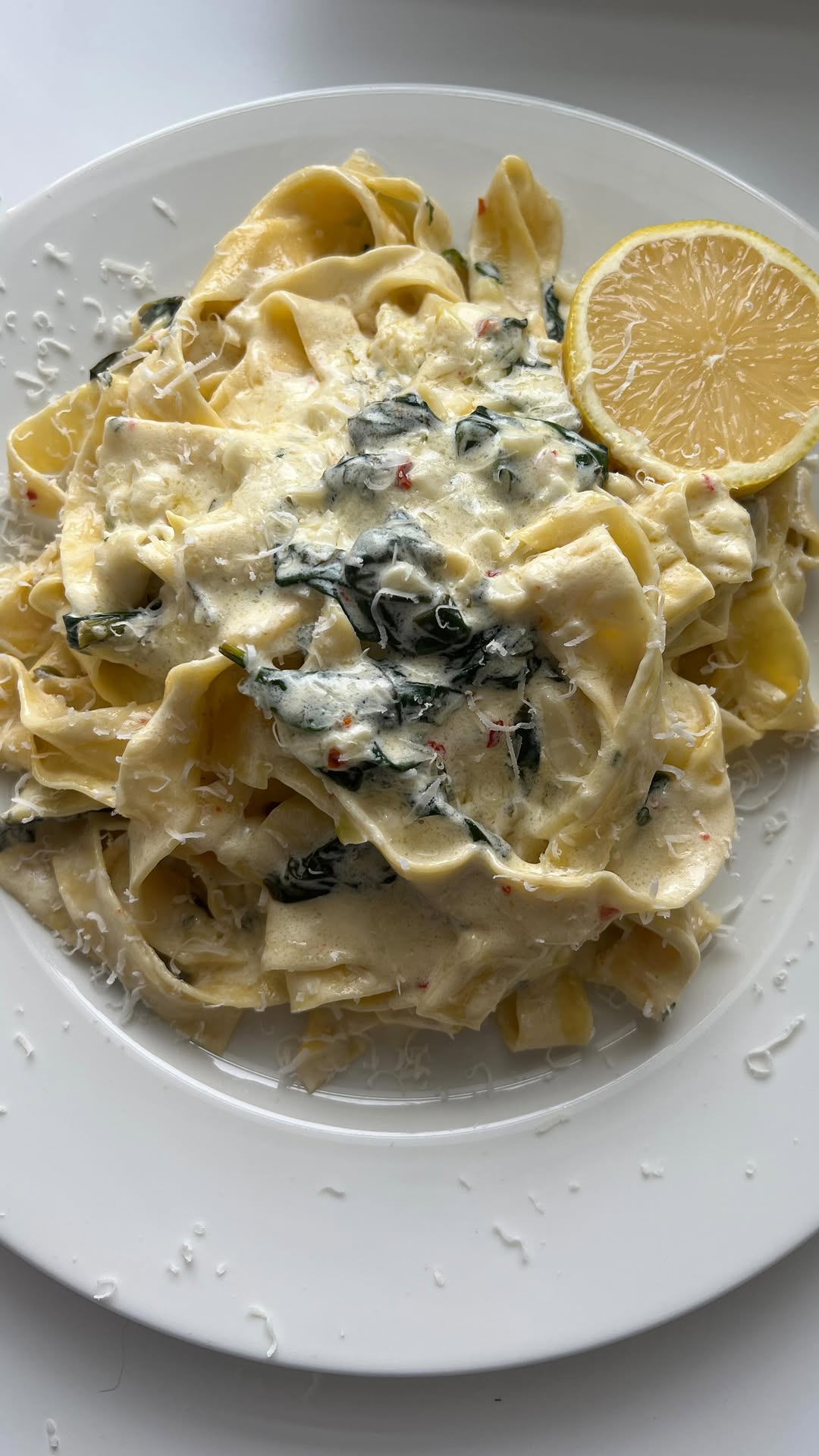 Creamy Lemon Spinach Tagliatelle