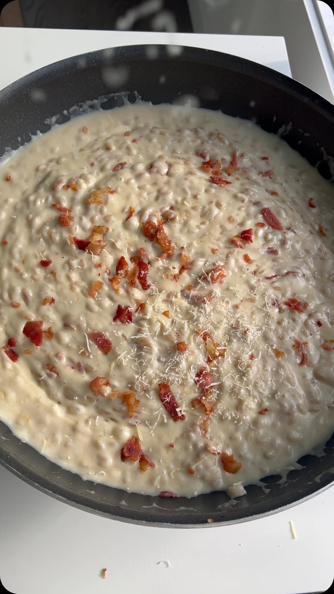 Cheesy Orzo with Bacon