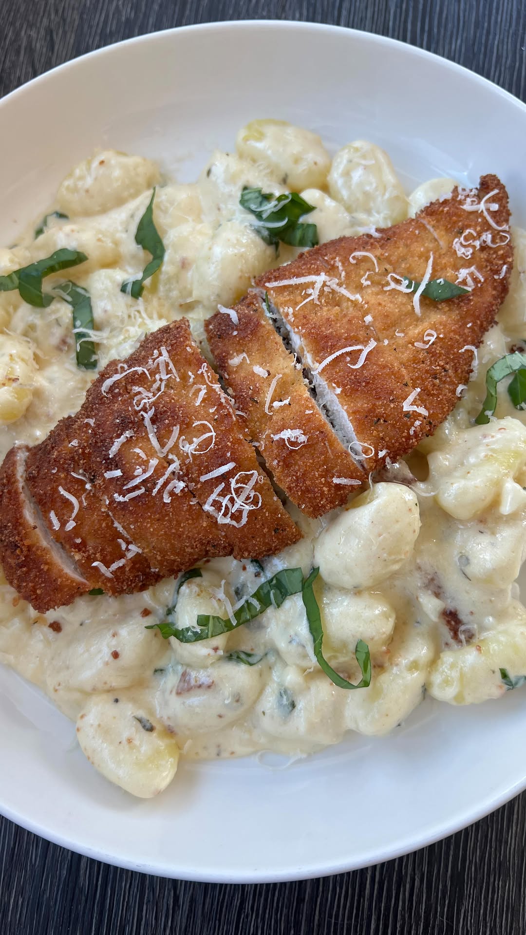 Creamy Lemon Ricotta Gnocchi with Crispy Chicken Cutlet