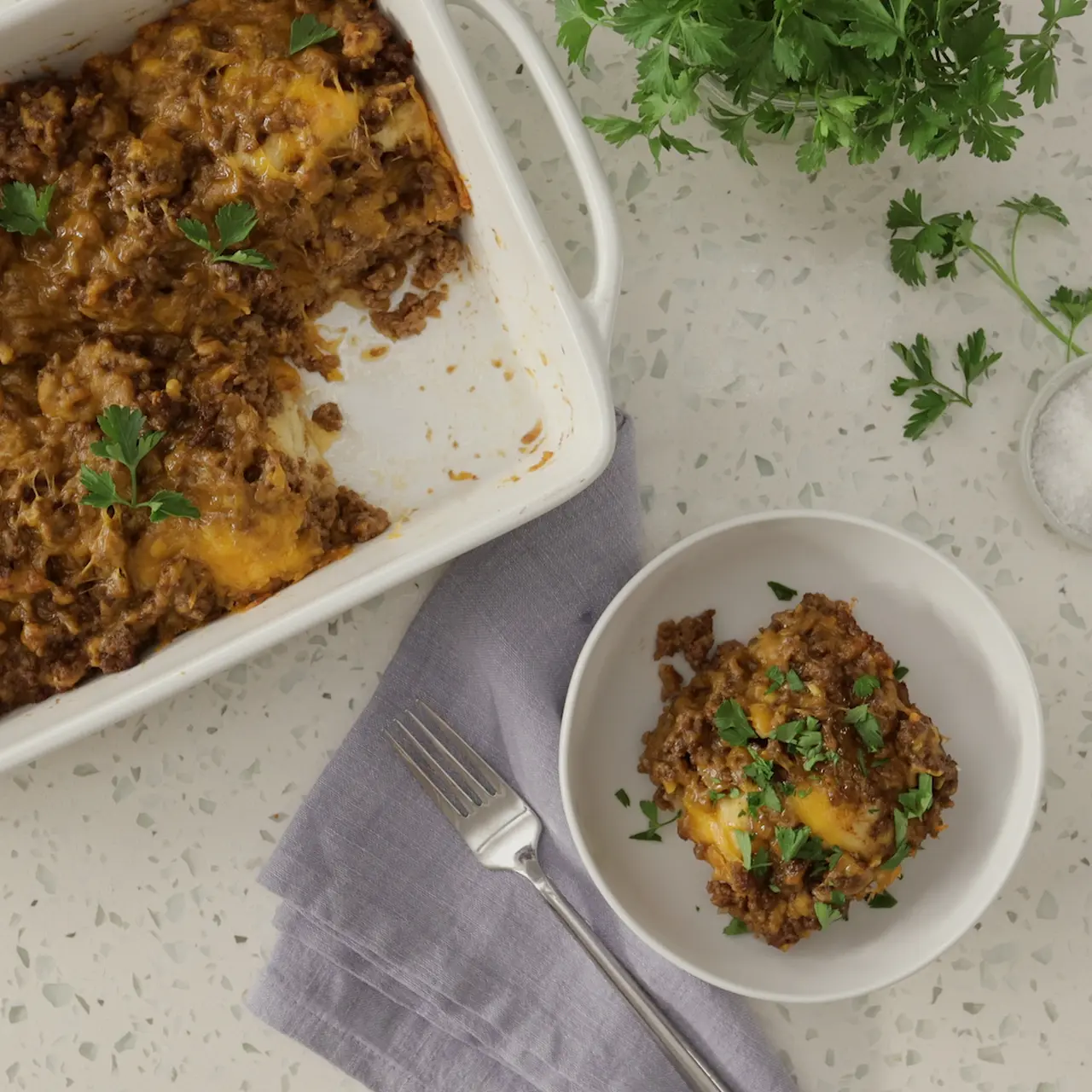 Barbecue Beef and Cheese Casserole