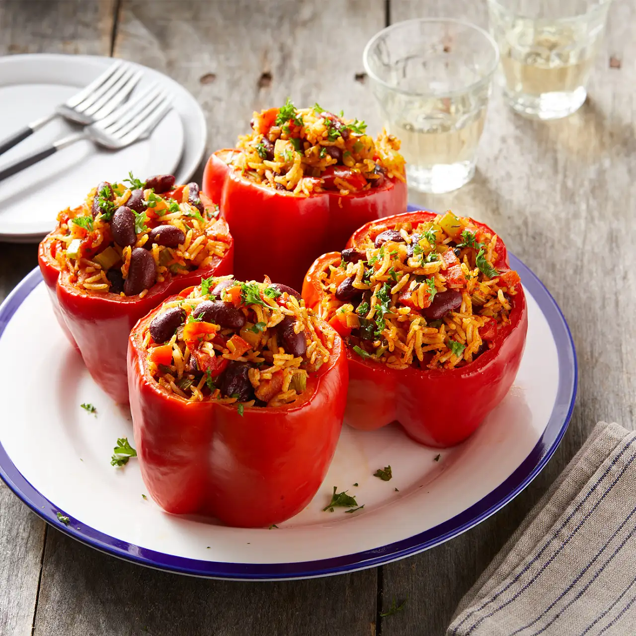 Vegan Red Beans and Rice Stuffed Peppers