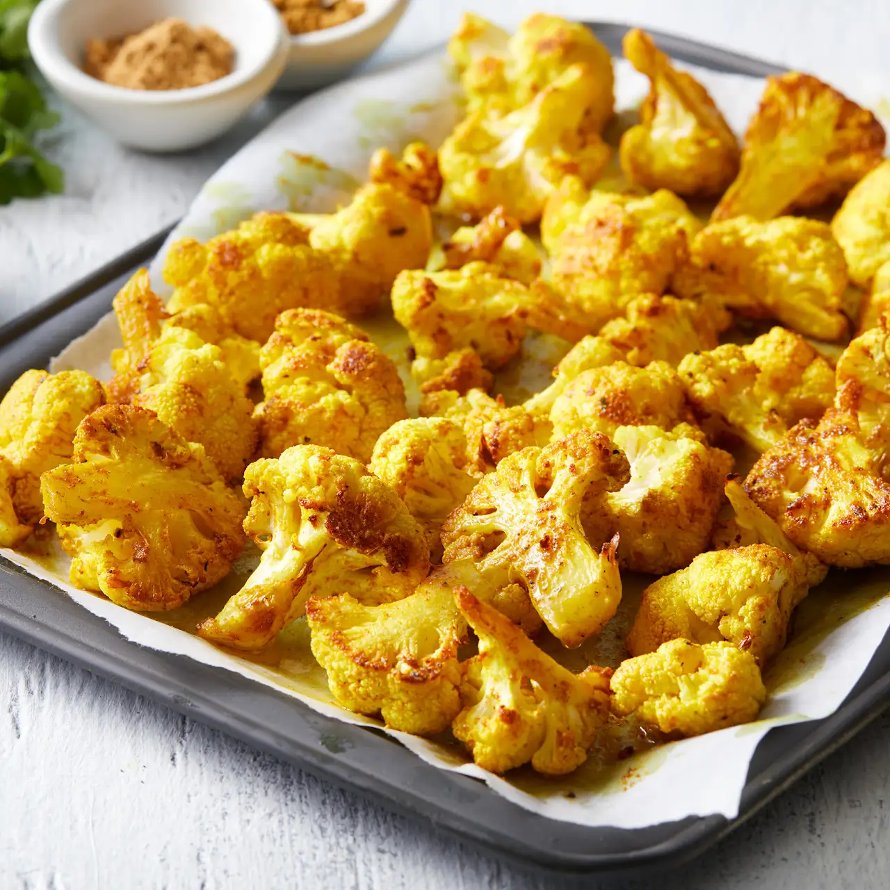 Curry Coconut Oil Roasted Cauliflower