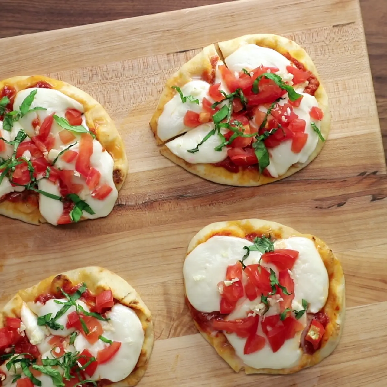 Quick Margherita Naan Pizzas