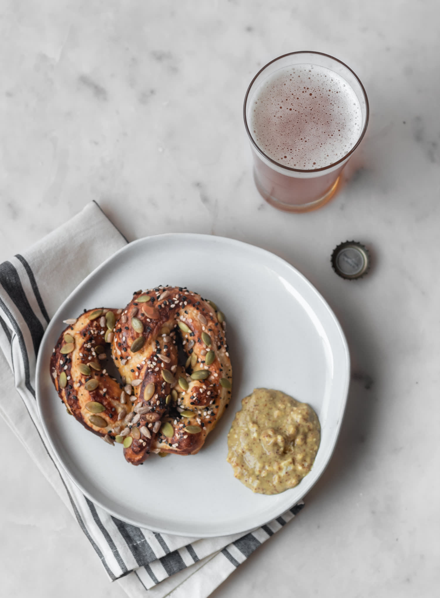 Seedy Soft Pretzels + Bleu Cheese Mustard