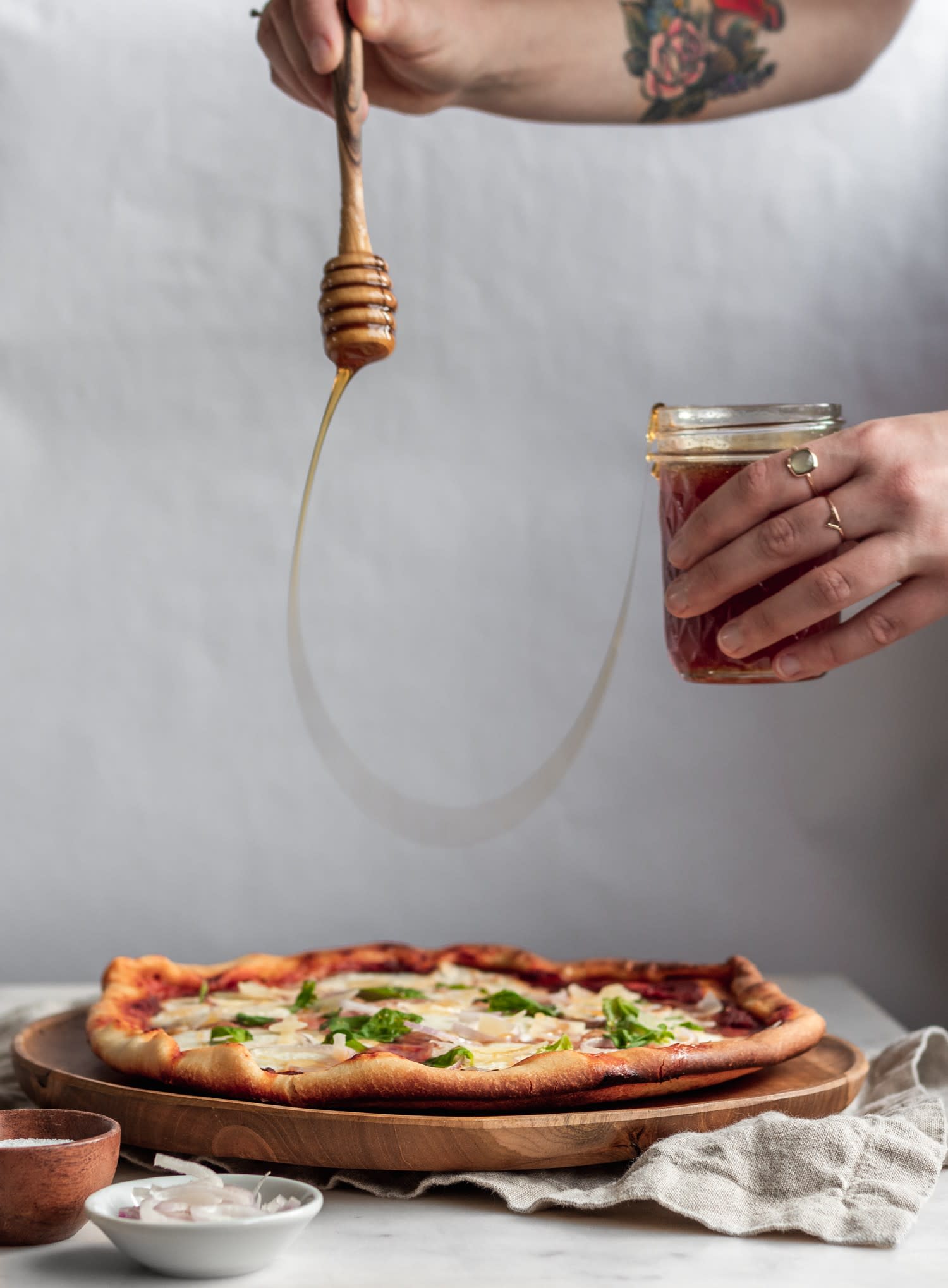 Pizza With Soppressata, Basil, & Hot Honey