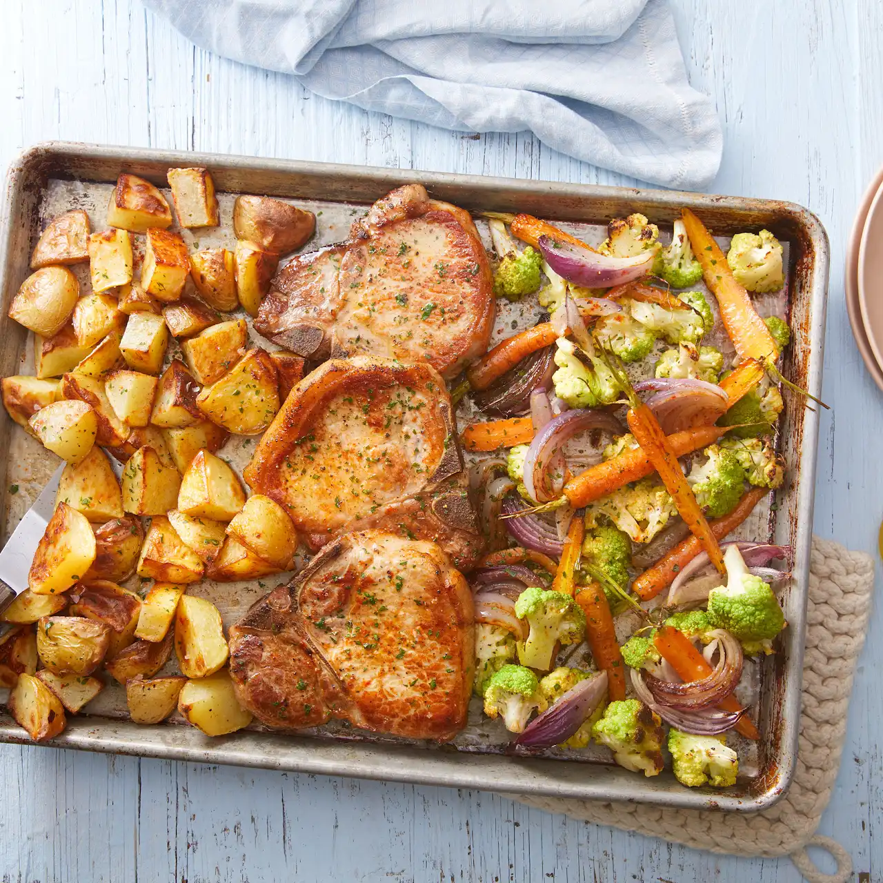 Quick & Easy Sheet Pan Pork Chops with Roasted Potatoes and Veggies cover