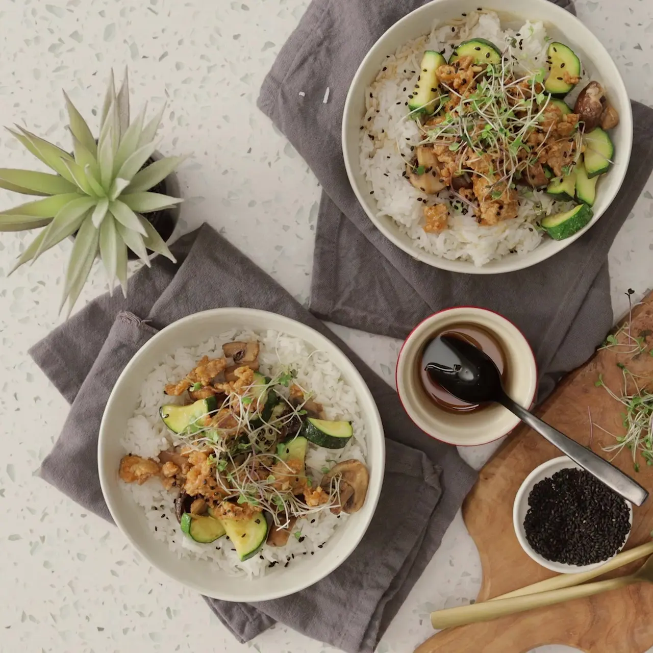 Korean Ground Turkey Rice Bowls