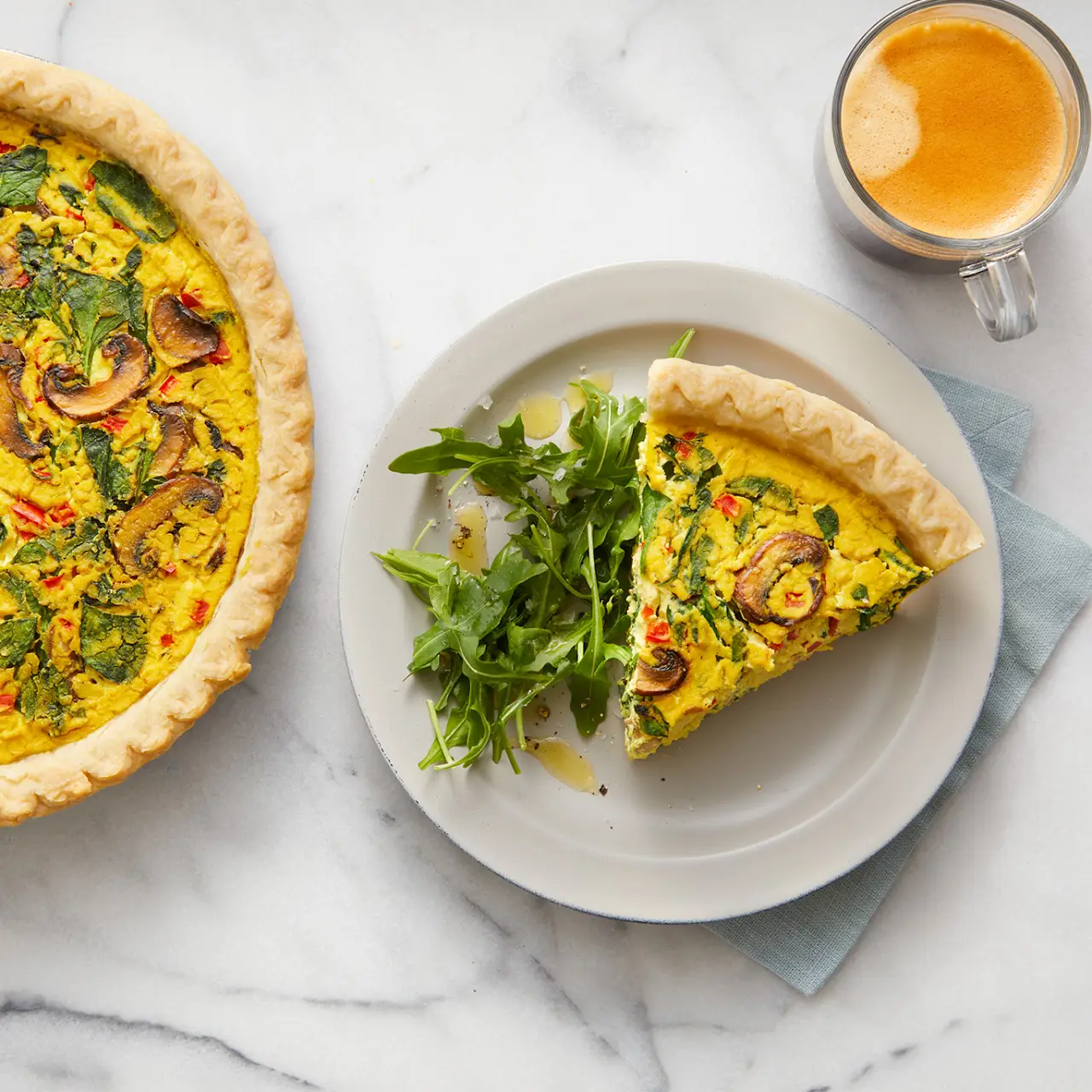 Vegan Spinach, Mushroom, and Red Pepper Quiche cover