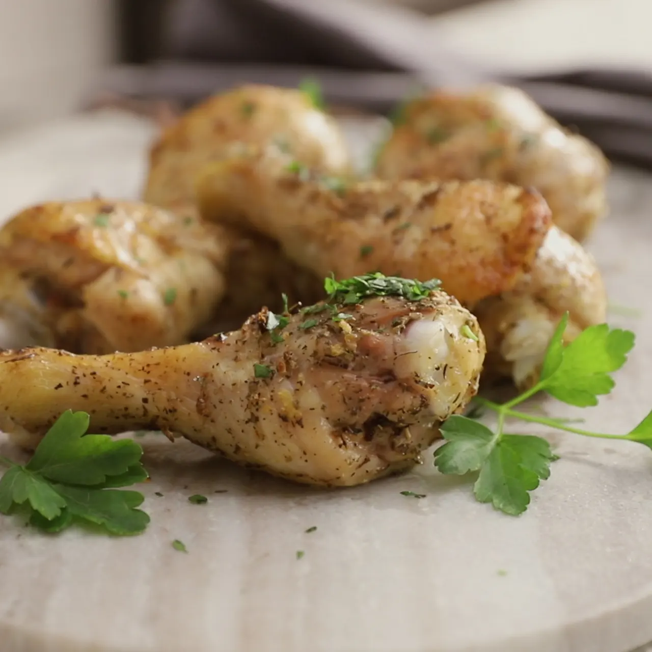 Lighter Lemon Garlic Herb Baked Chicken Legs cover