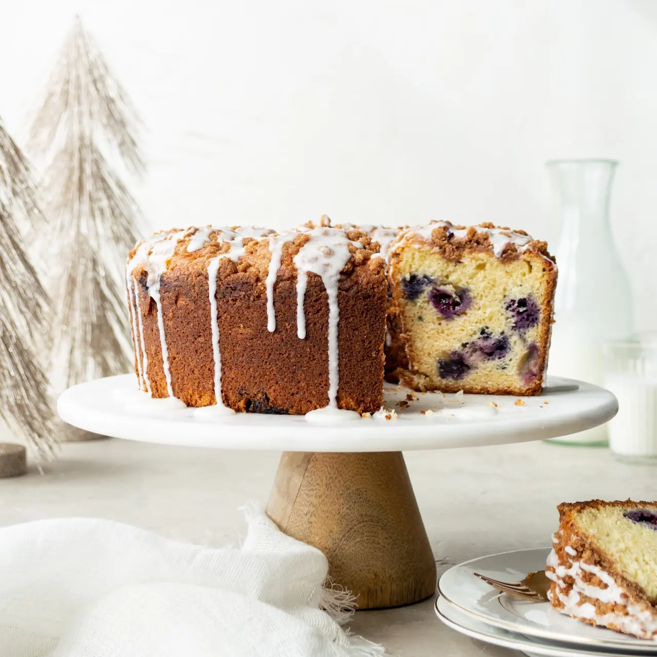 Blueberry Sour Cream Coffee Cake with Lemon Drizzle