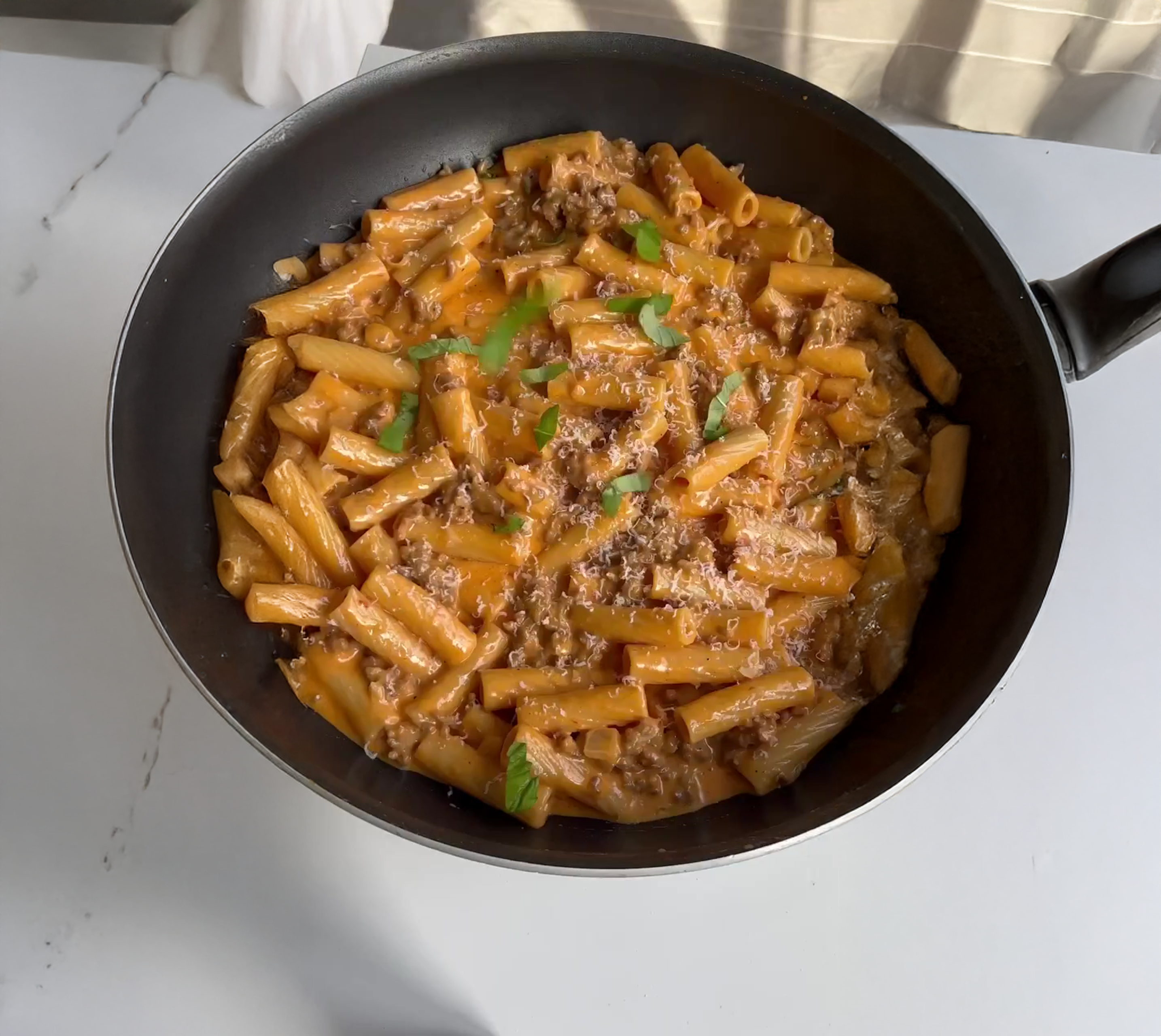 Creamy Sausage Pasta with Burrata