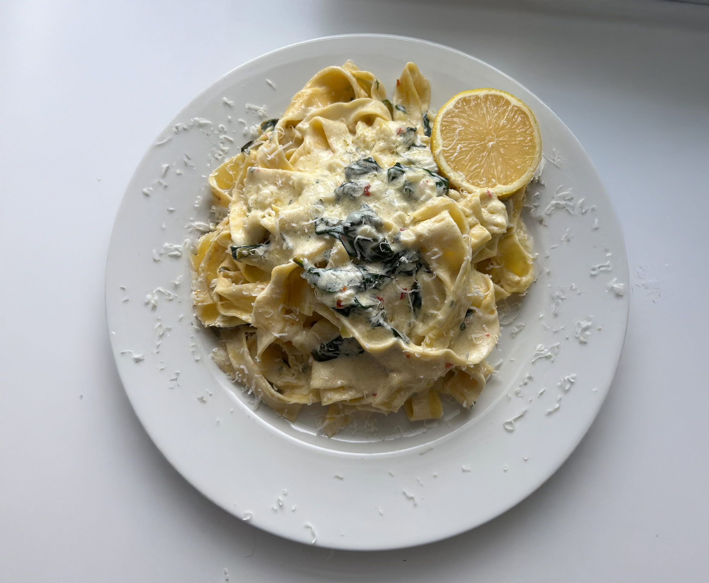 Creamy Lemon Spinach Tagliatelle