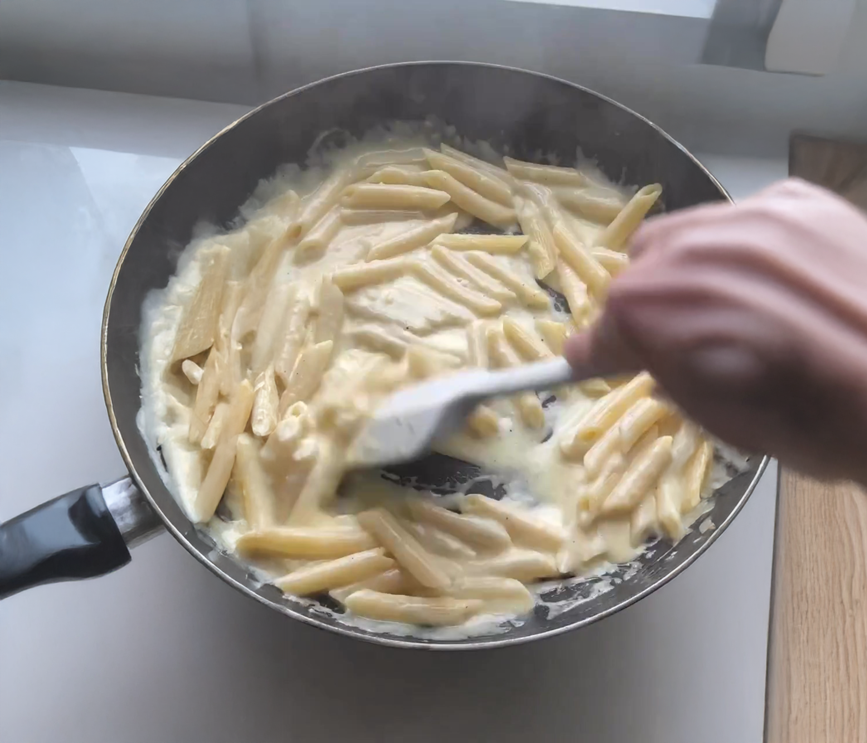 Roasted Garlic Alfredo Penne with Burrata