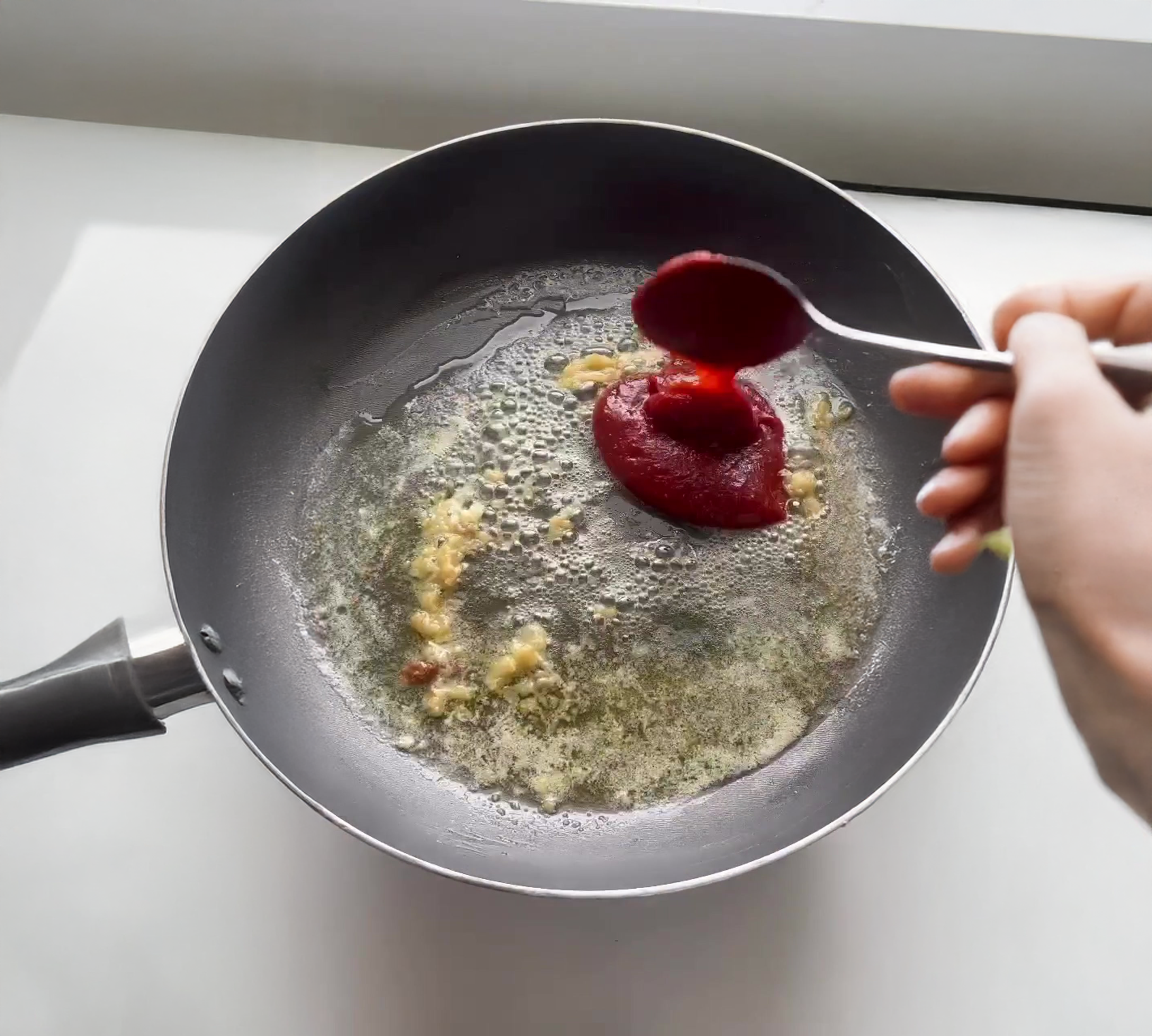 Creamy Gochujang Pasta with Roasted Garlic & Burrata