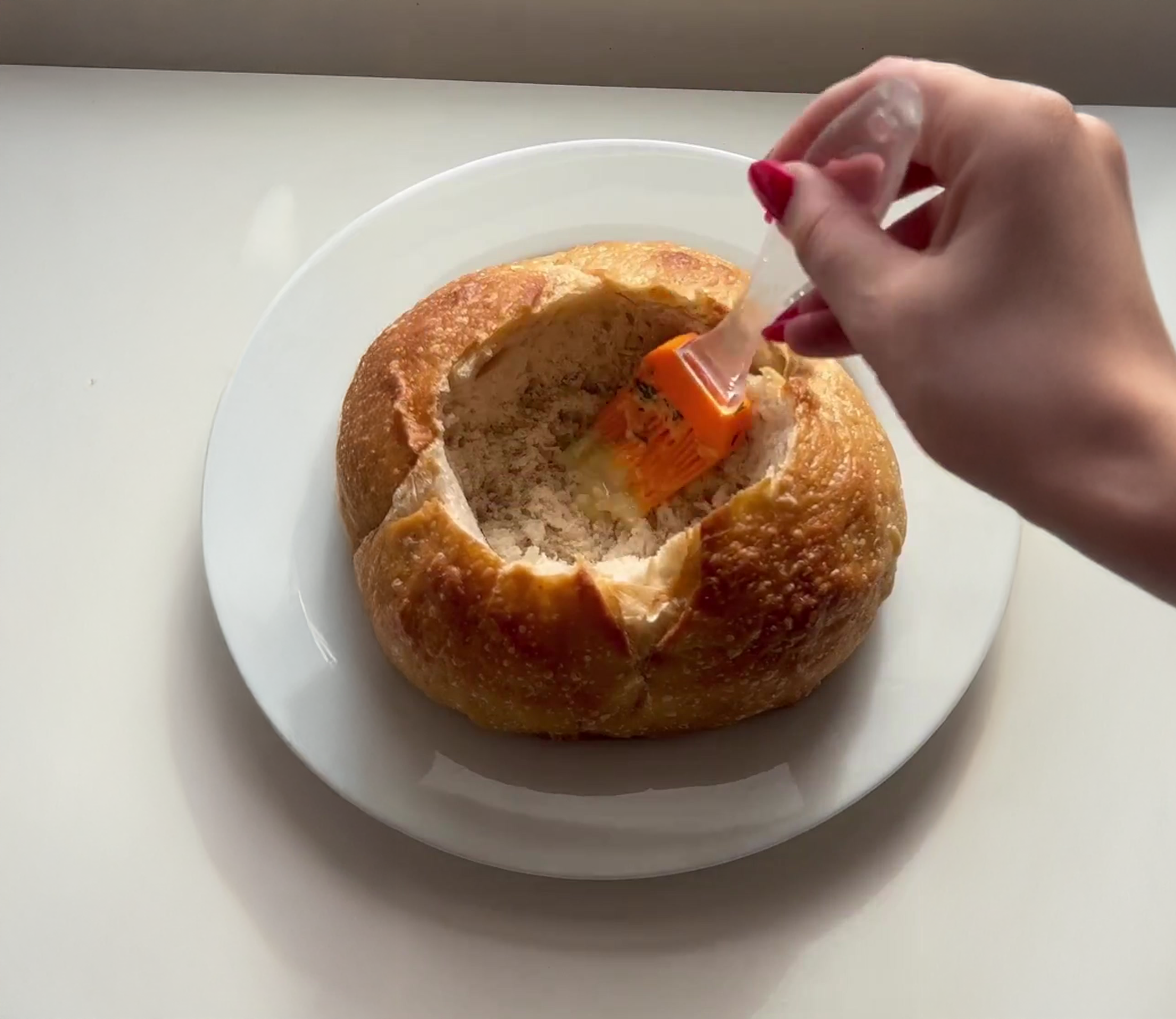 Cheesy Tomato Burrata Pasta in a Bread Bowl