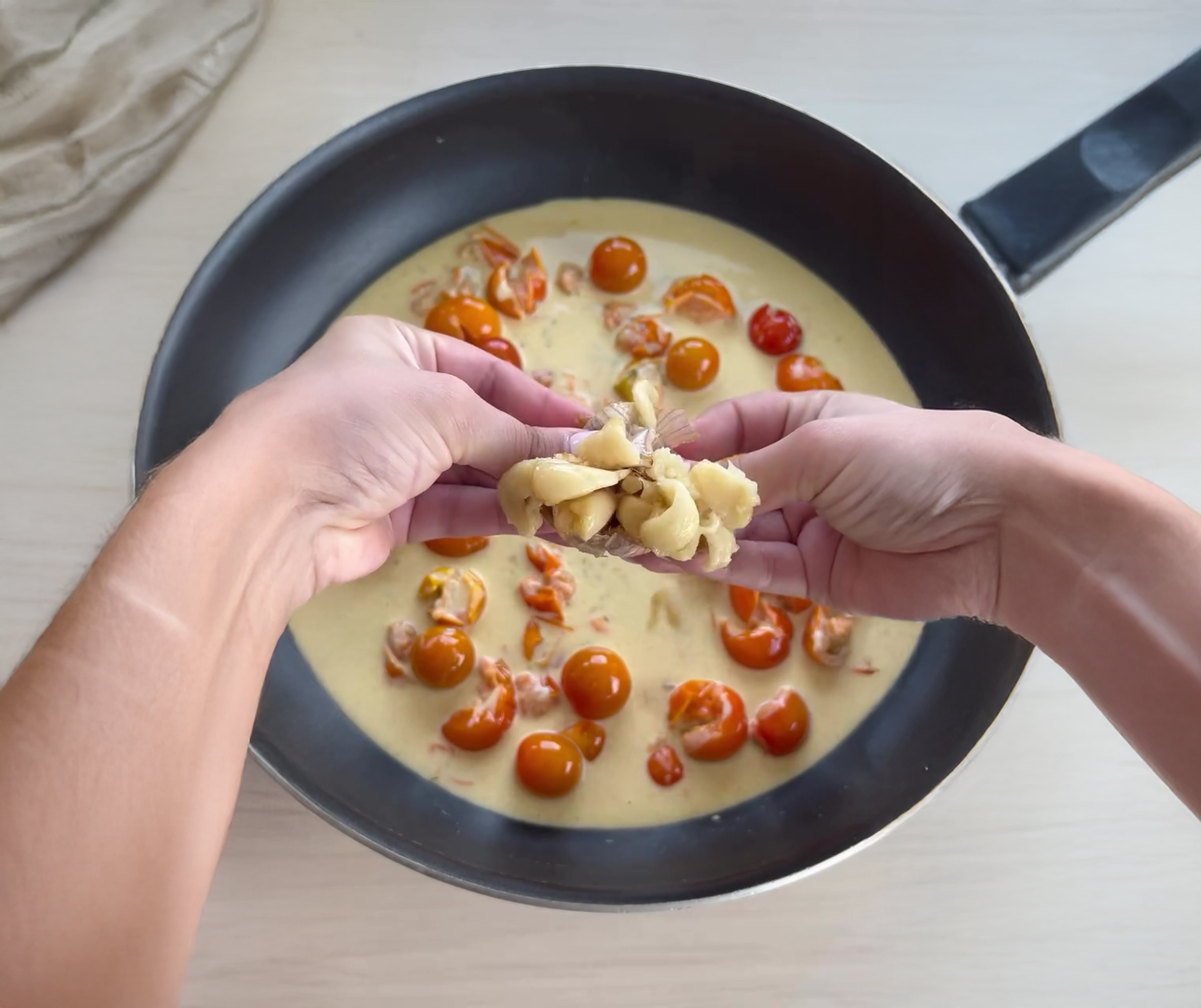 Sungold Tomato Pasta with Roasted Garlic & Burrata