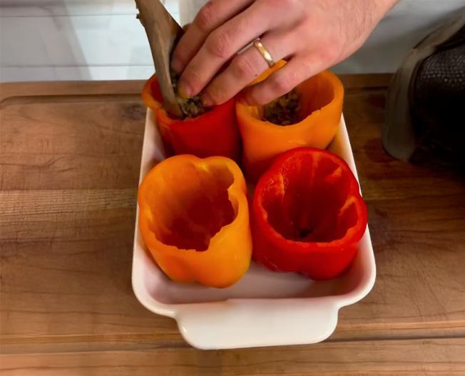 Cheesy Beef and Rice Stuffed Peppers