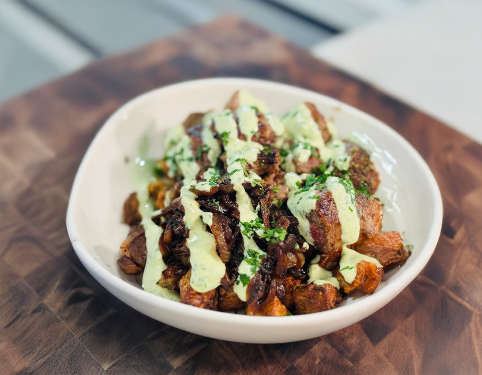 Garlic Herb Steak & Parmesan Potato Bowls cover