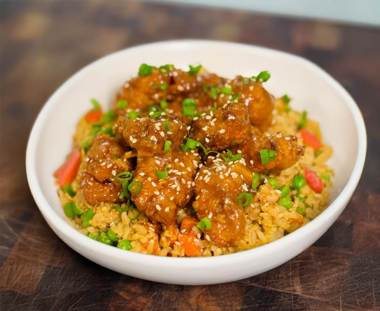 High Protein Crispy Orange Chicken Bowls cover
