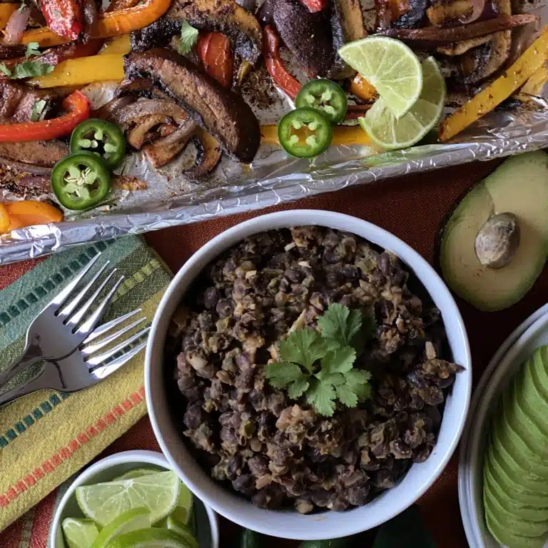 Portobello Mushroom Fajitas with Spiced Black Beans
