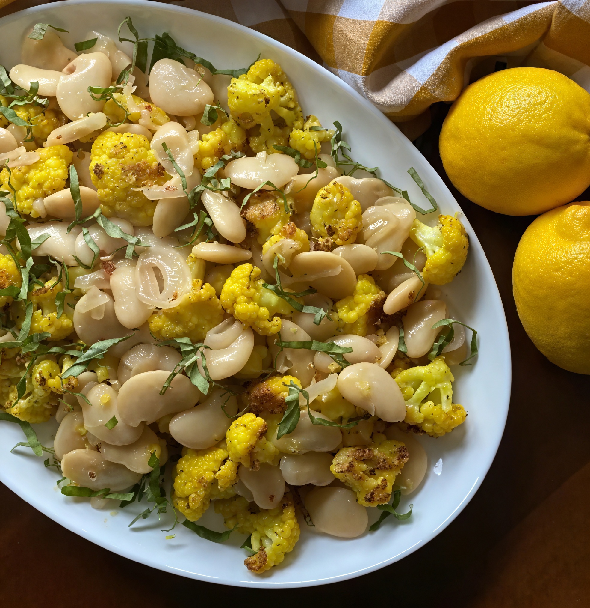 Roasted Cauliflower with Butter Beans