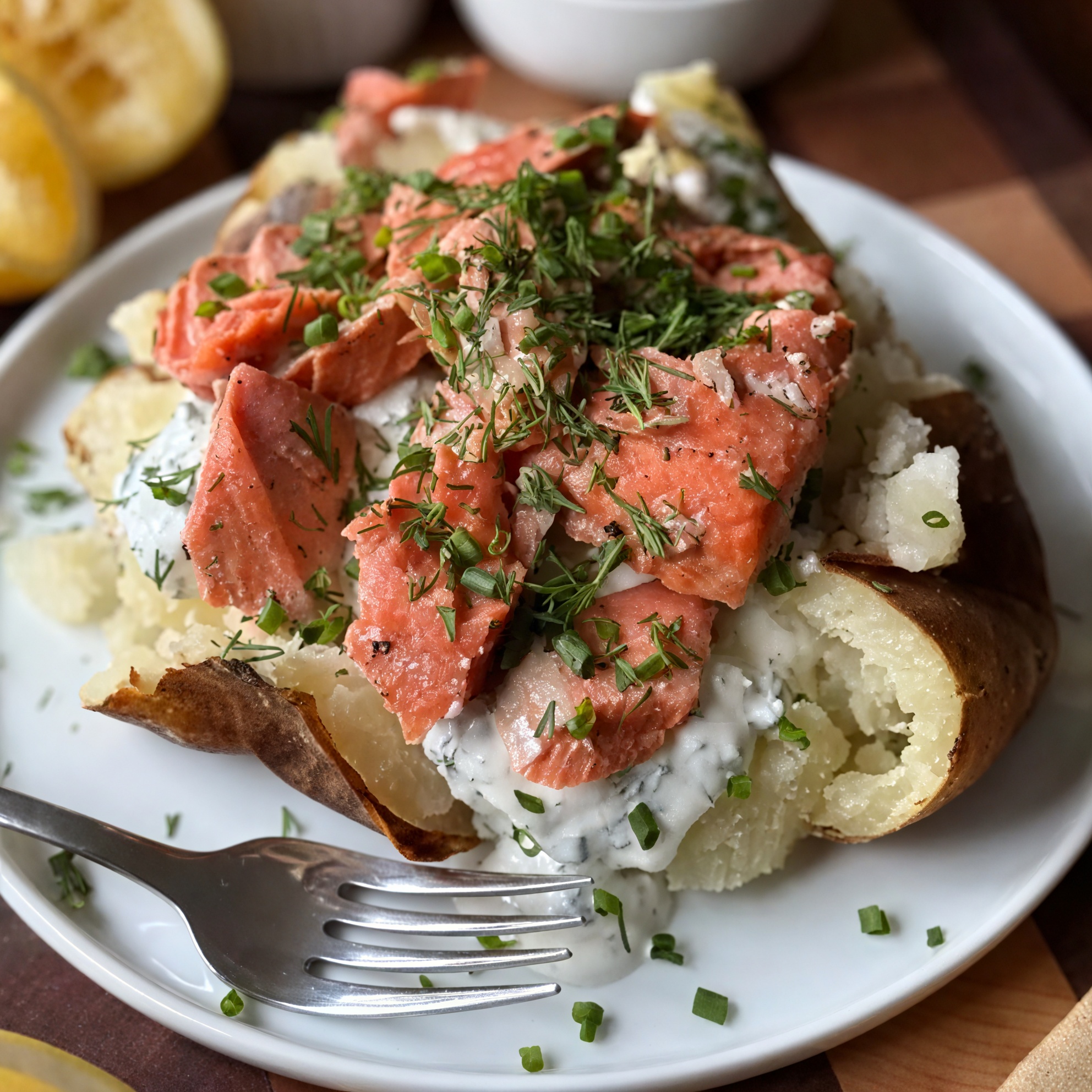 Salmon Stuffed Baked Potato