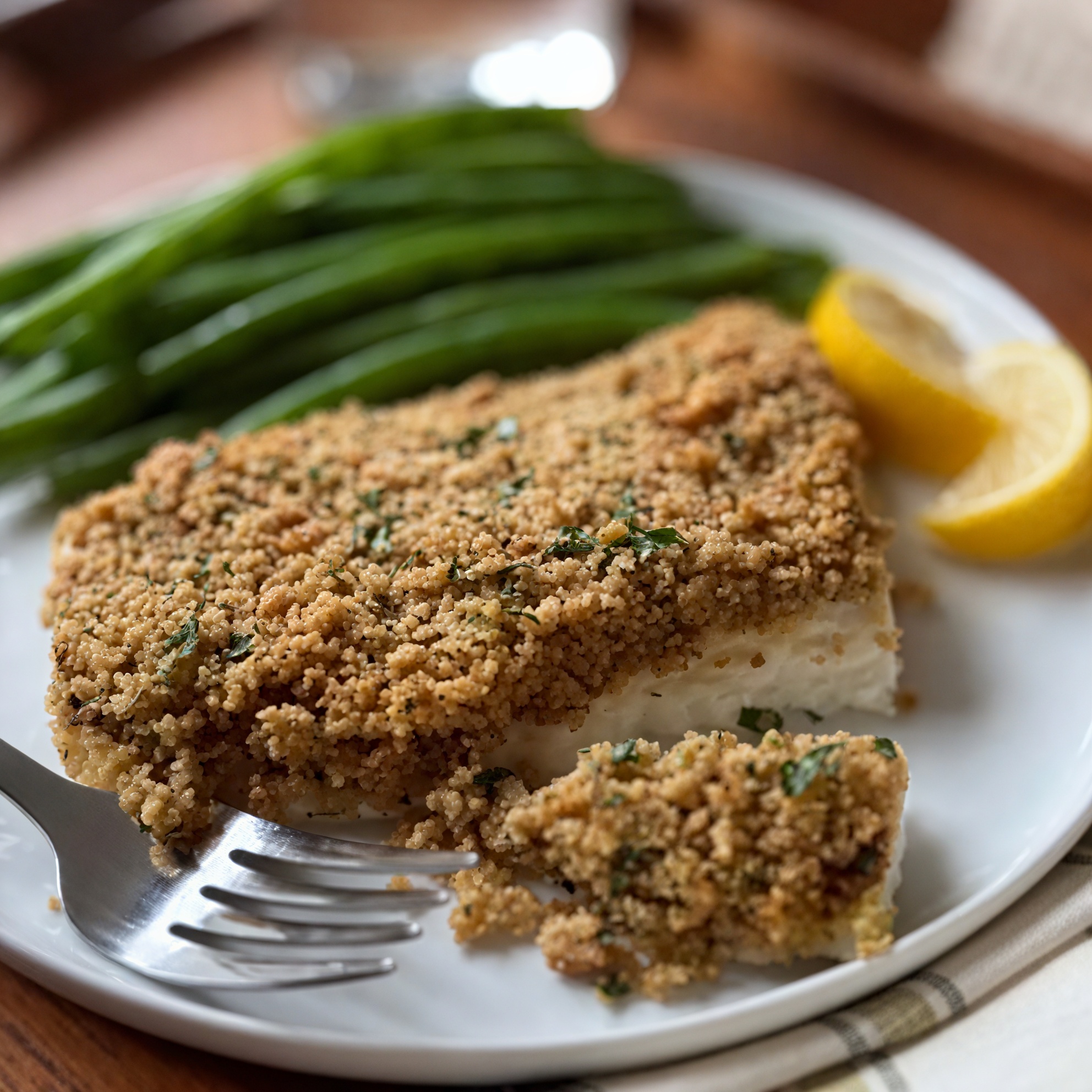 Stuffing-Crusted Wild Alaskan Halibut