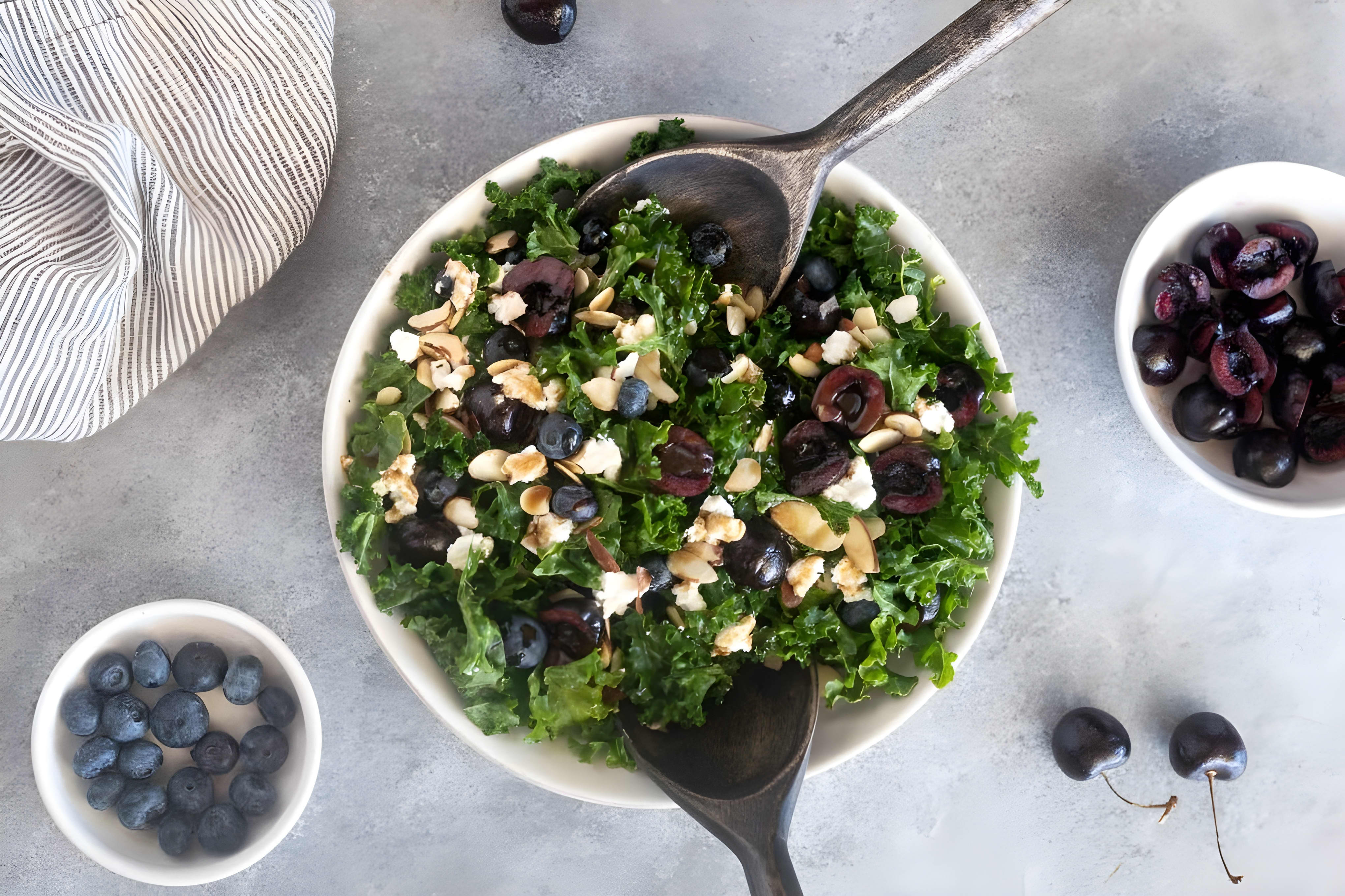 Kale Cherry Salad with Goat Cheese