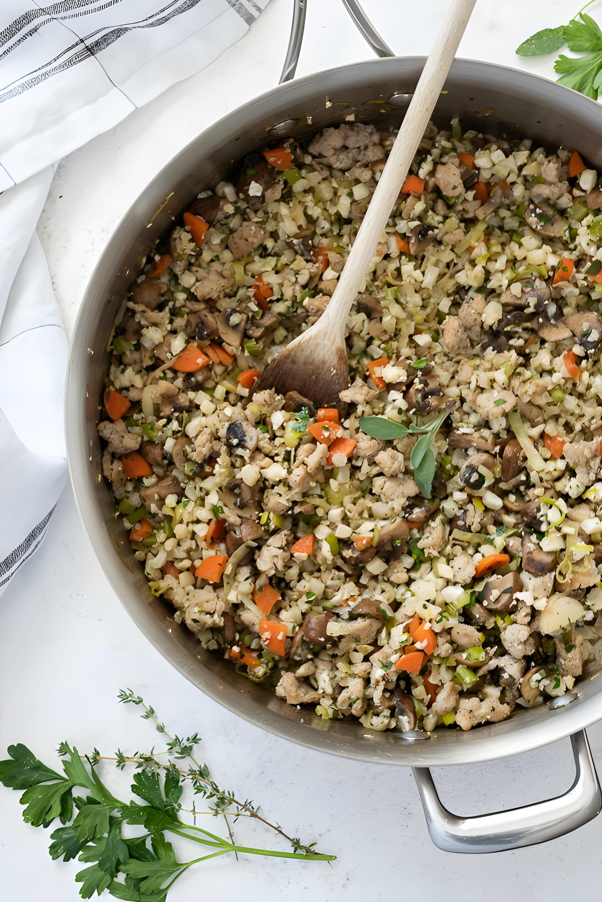 Low Carb Riced Cauliflower Stuffing