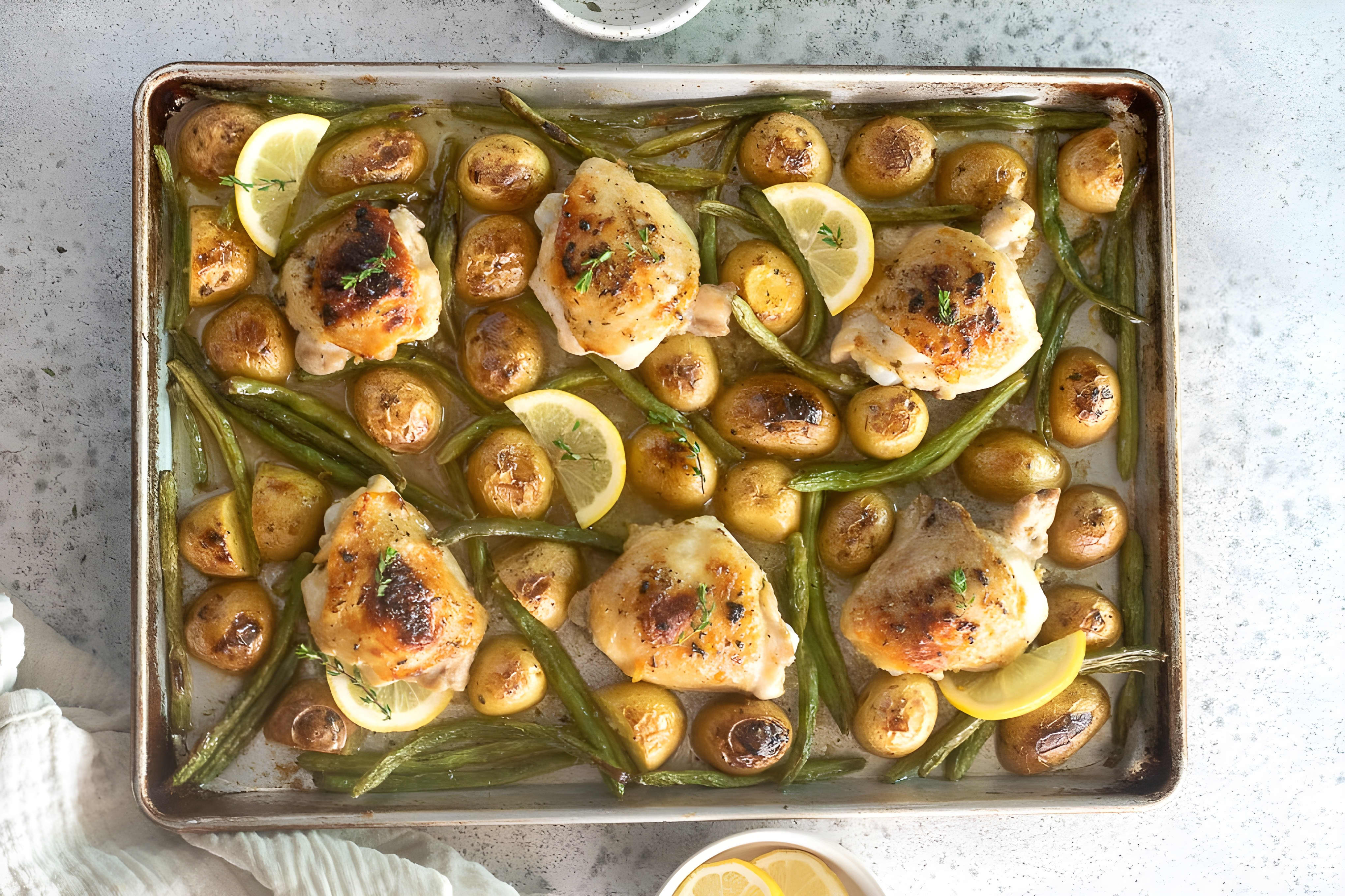 Sheet Pan Chicken Thighs with Potatoes and Green Beans