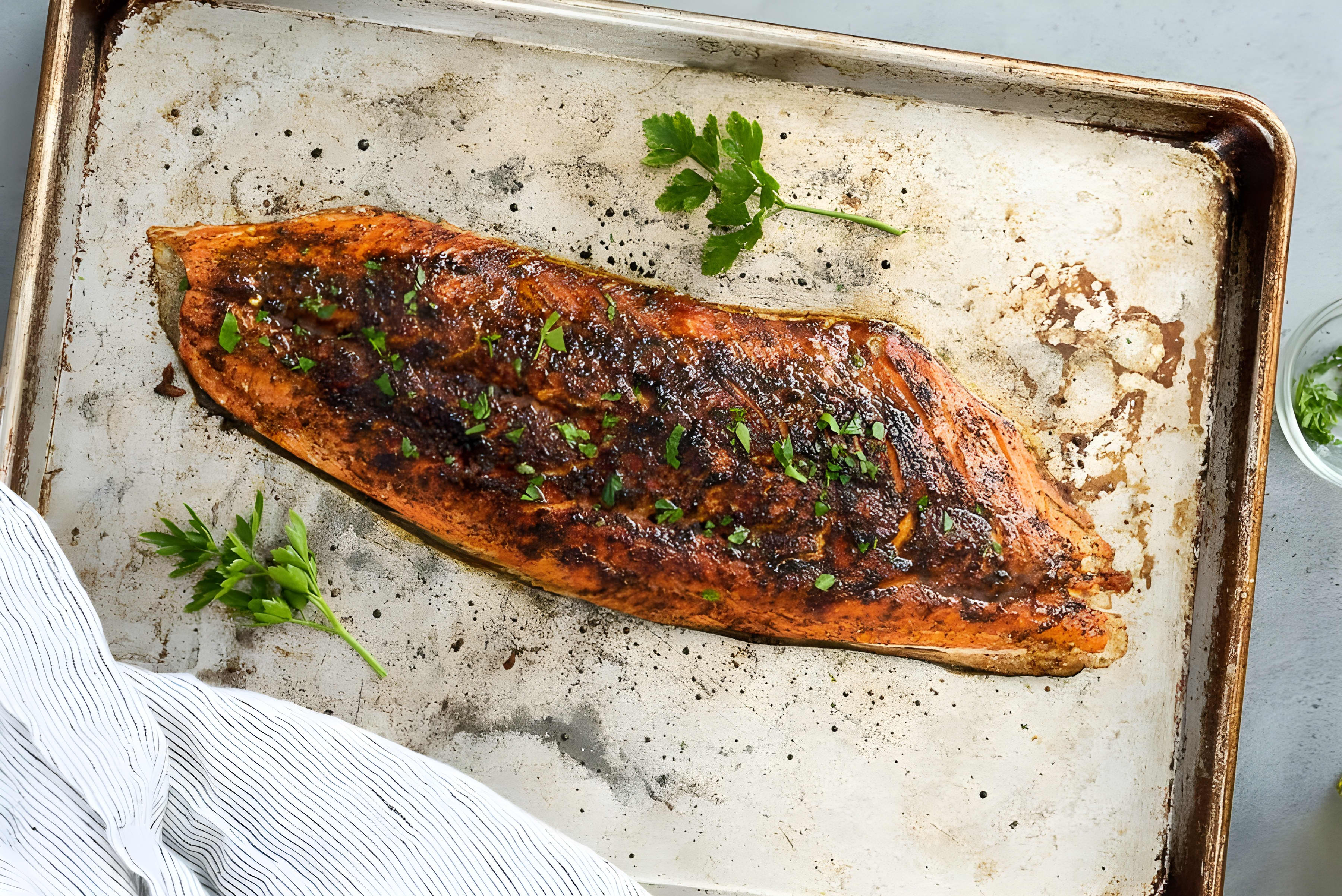 Broiled Salmon with Sweet and Spicy Rub