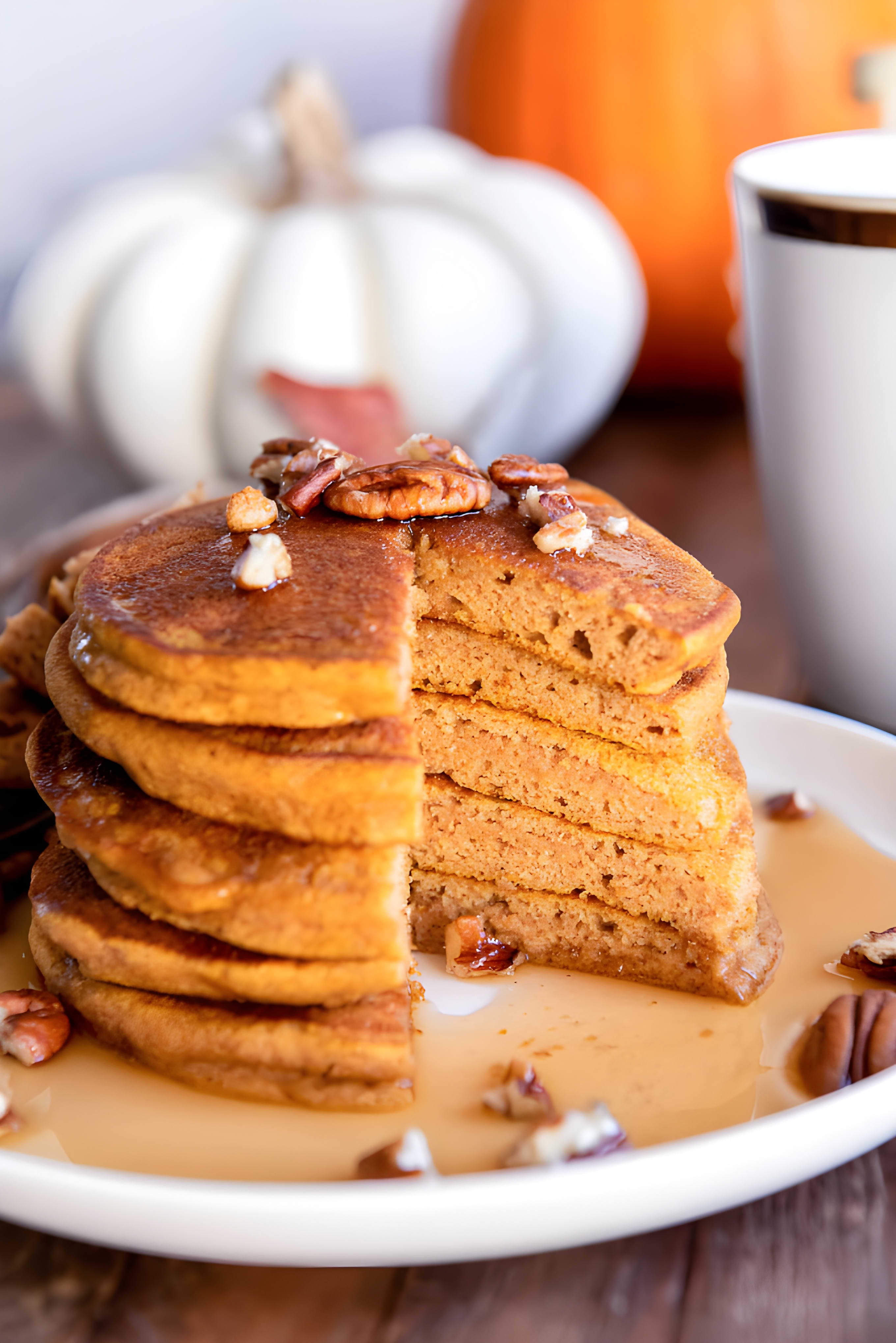 Fluffy Whole Wheat Pumpkin Pancakes