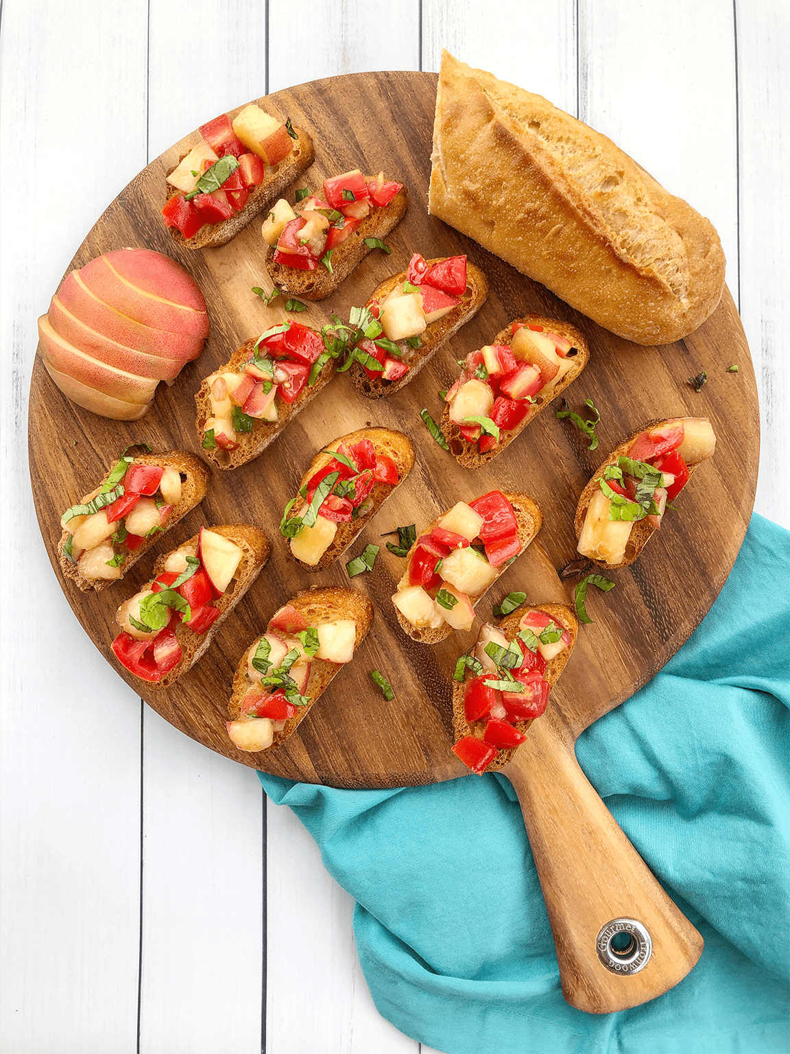 Peach and Tomato Bruschetta