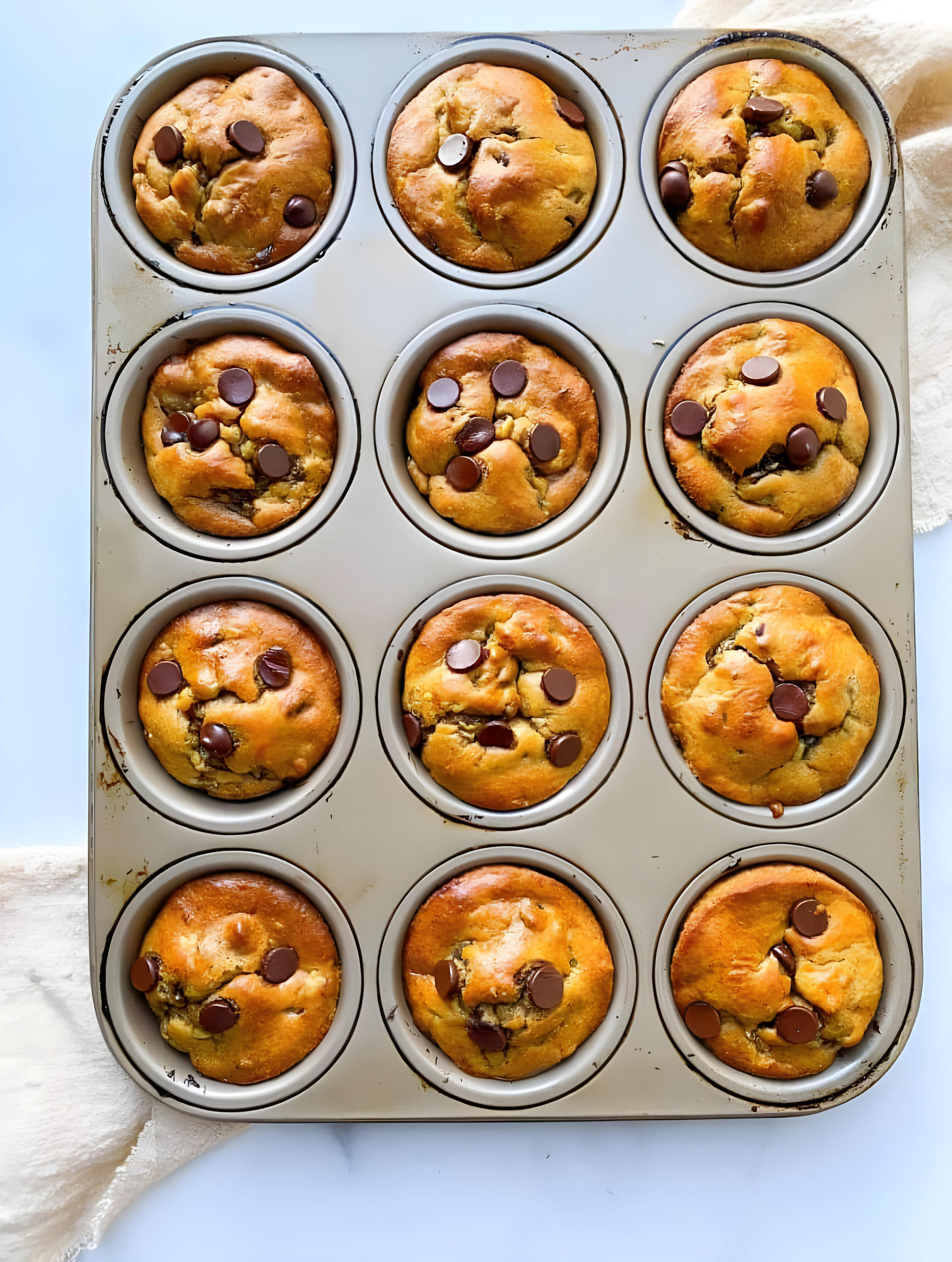 Flourless Banana Chocolate Chip Muffins