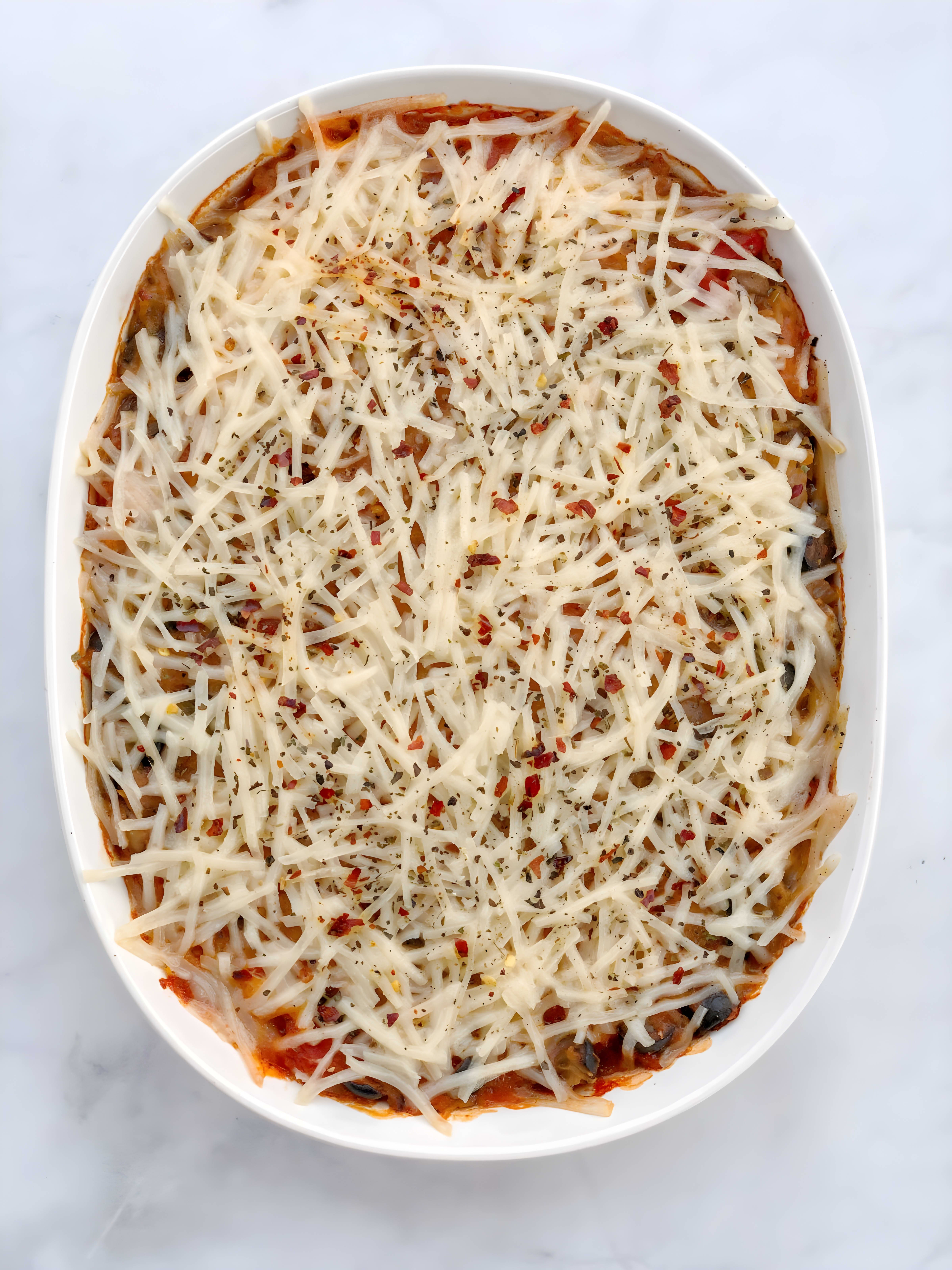 Vegan Spaghetti Squash Pizza Casserole