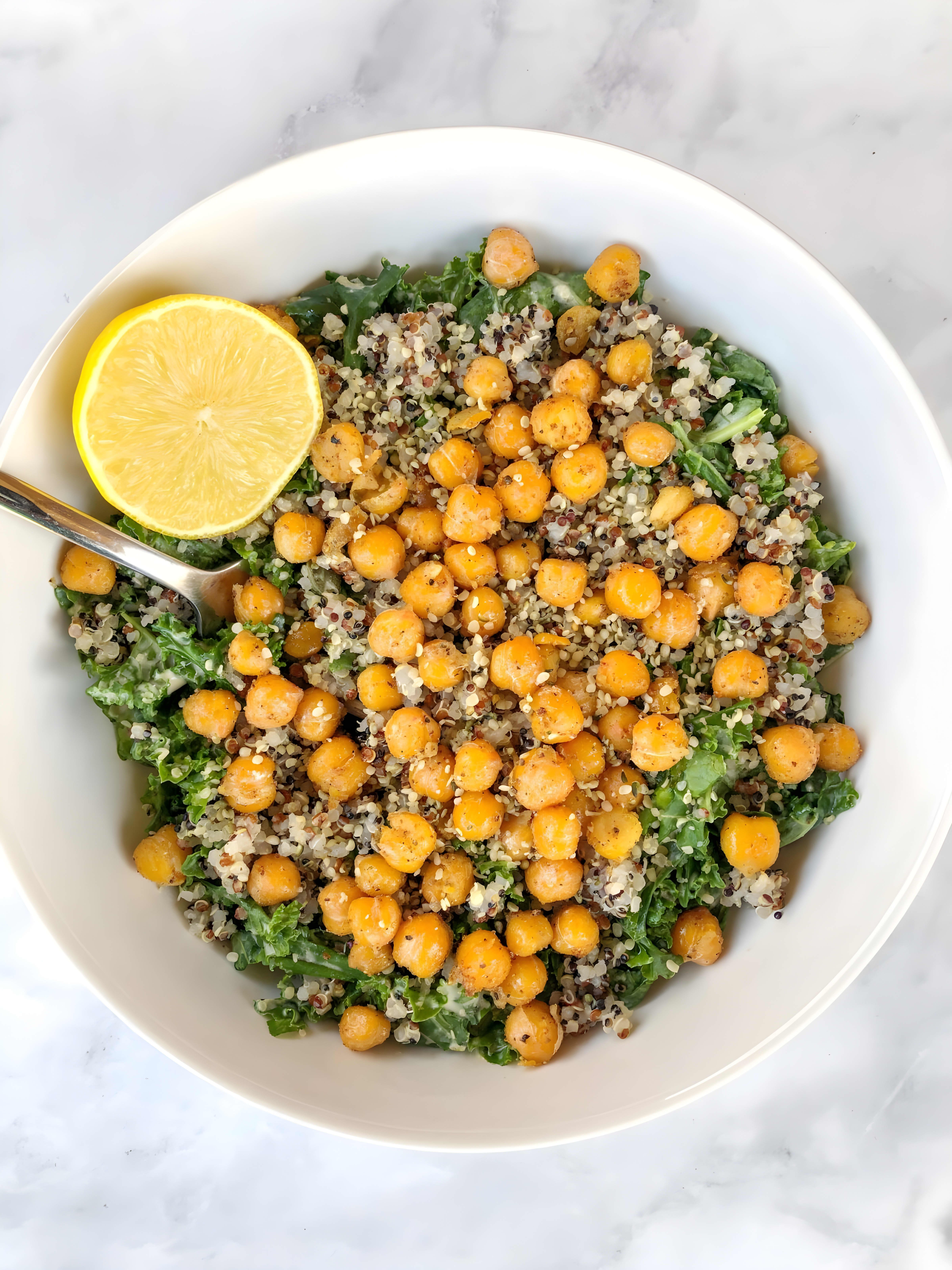 Chickpea Kale Caesar Salad