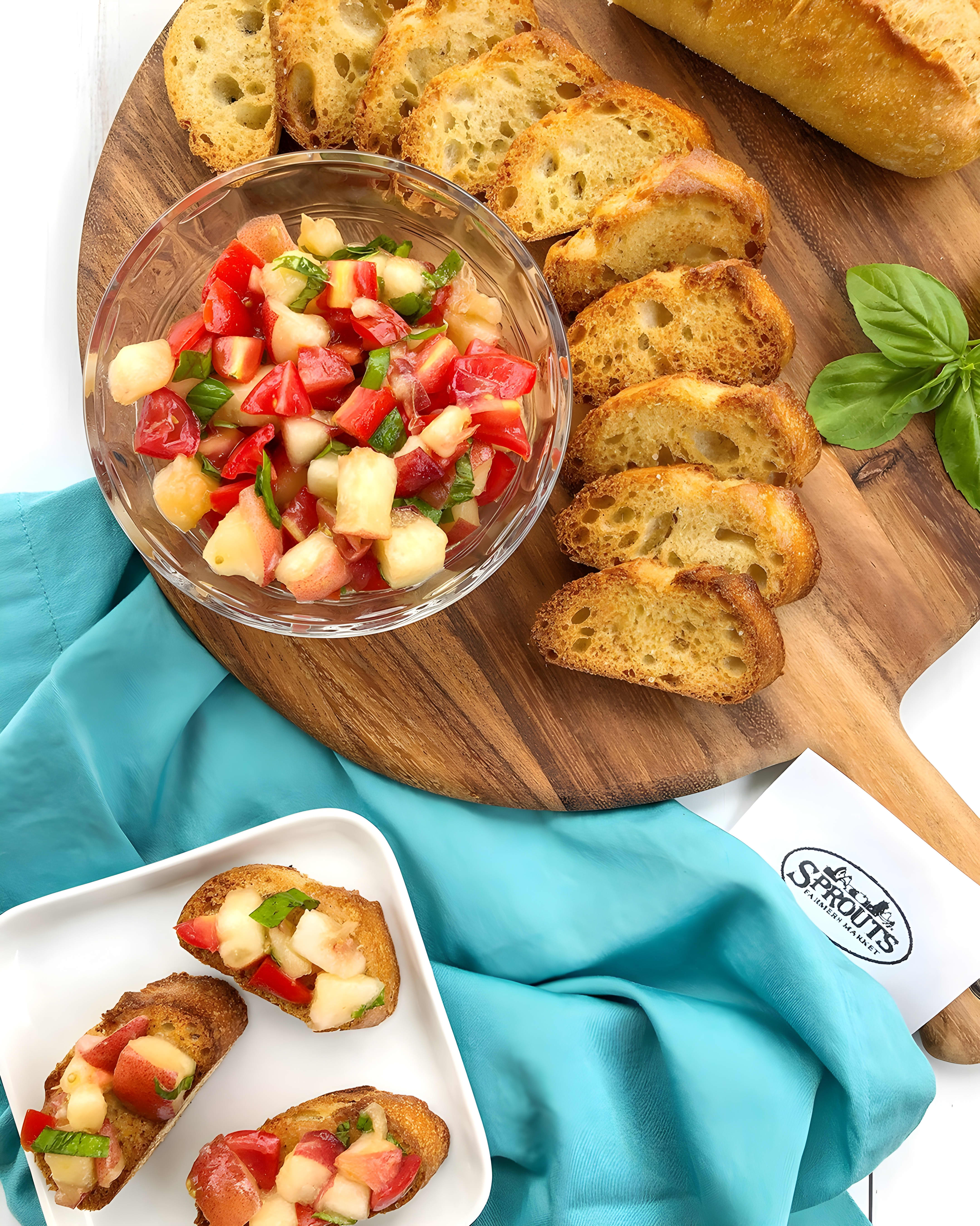 Peach and Tomato Bruschetta