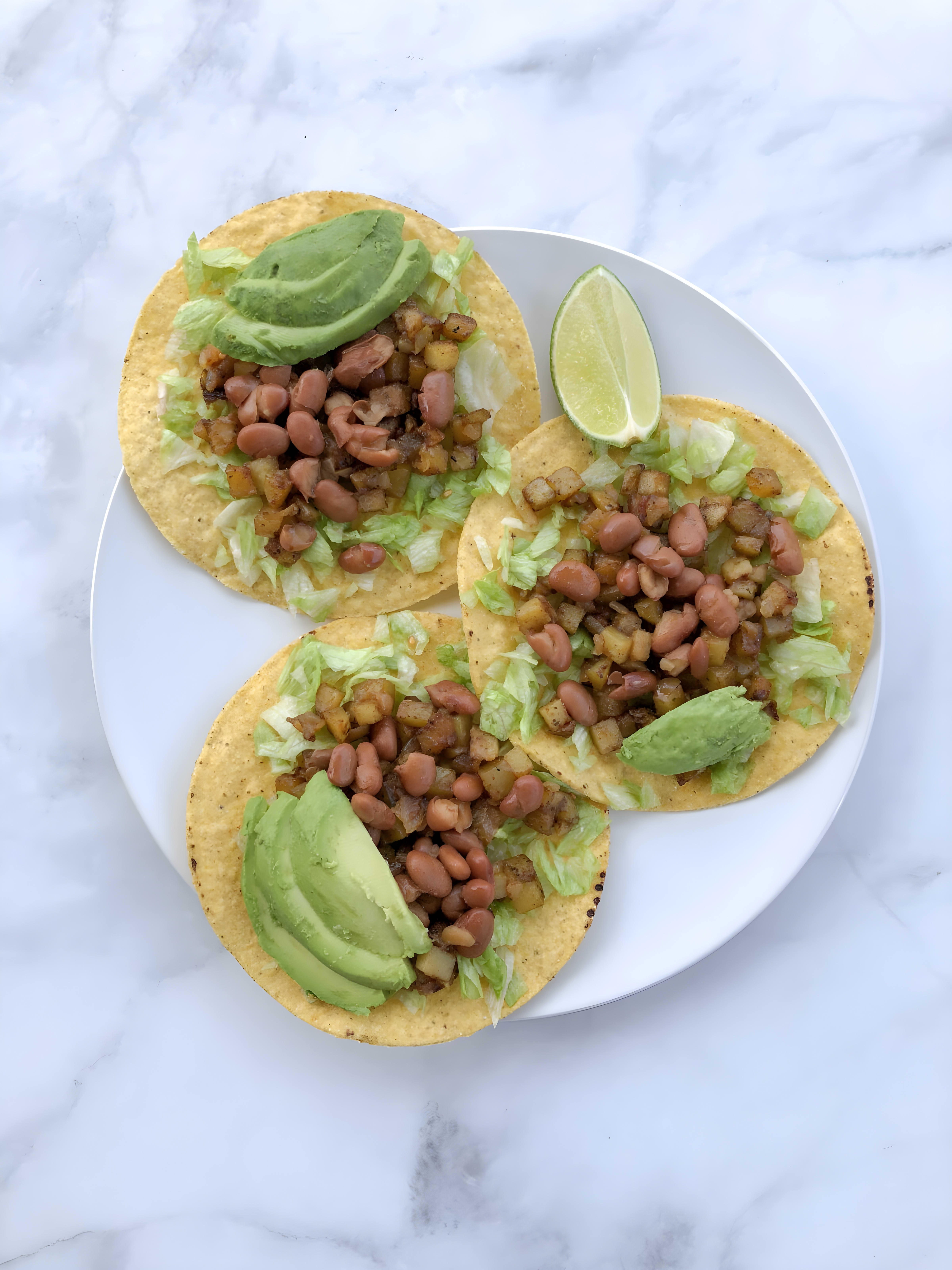 Pinto Bean and Potato Tostadas