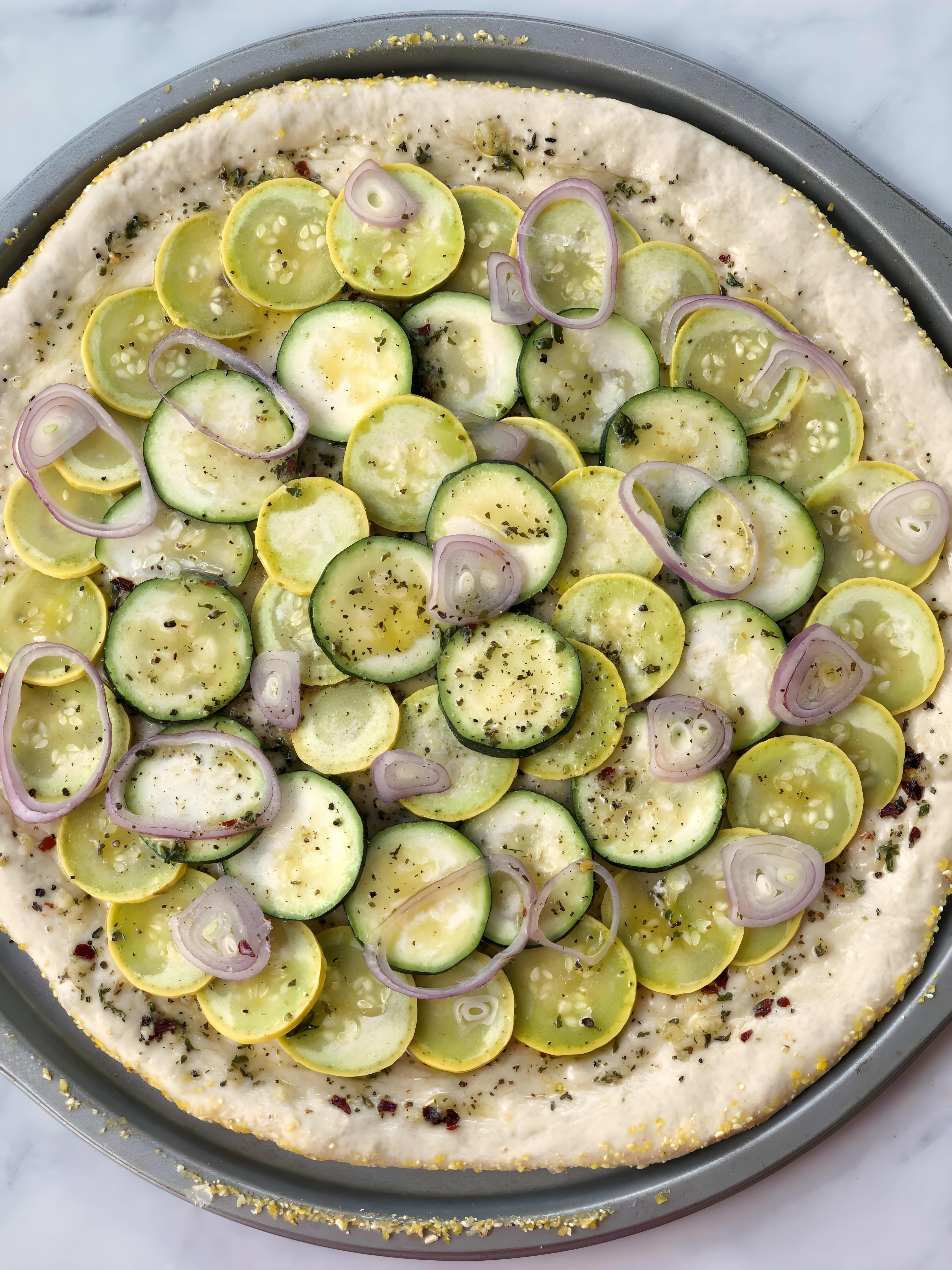Summer Squash Pizza Recipe (2 pizzas)
