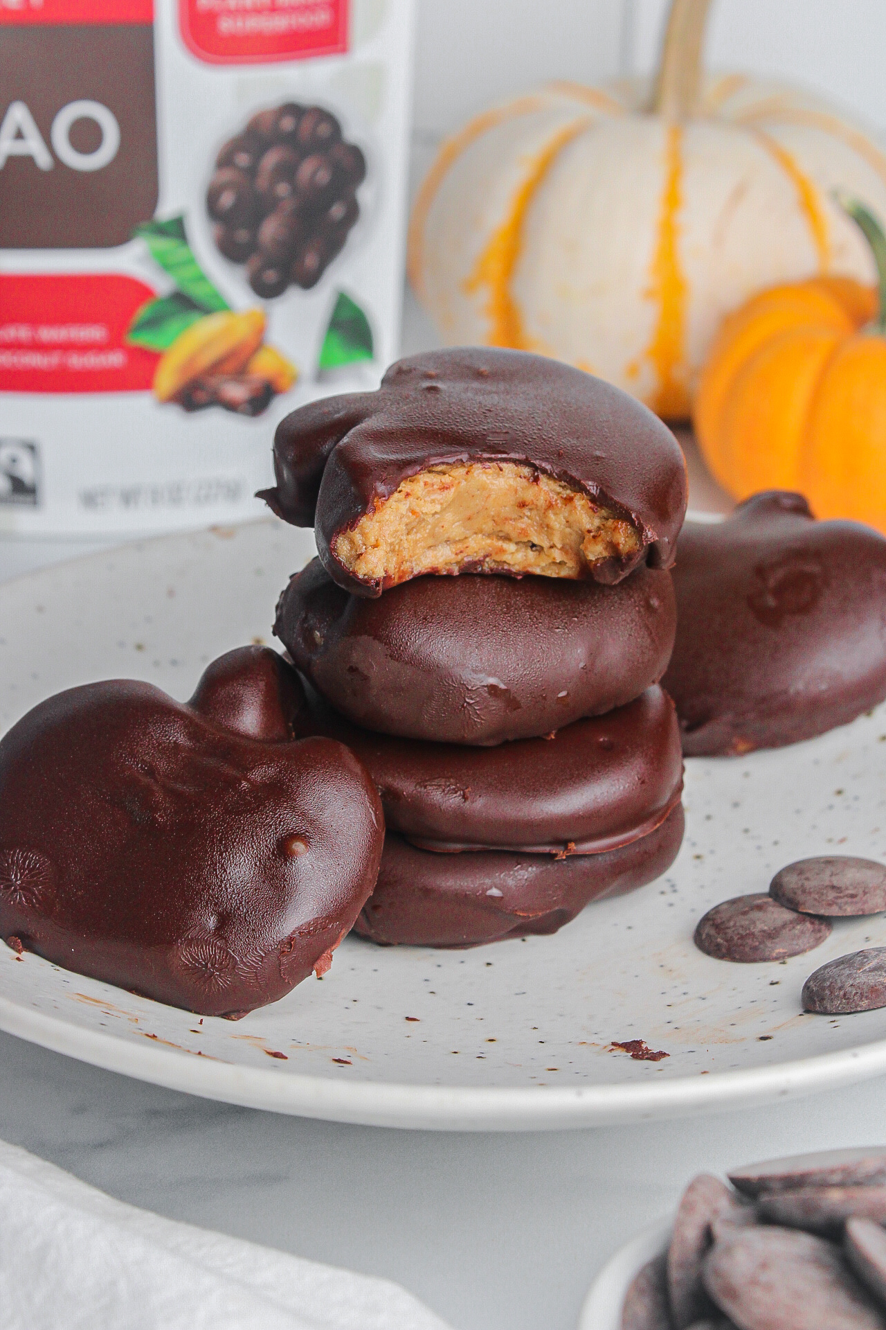 Chocolate Peanut Butter Protein Pumpkins