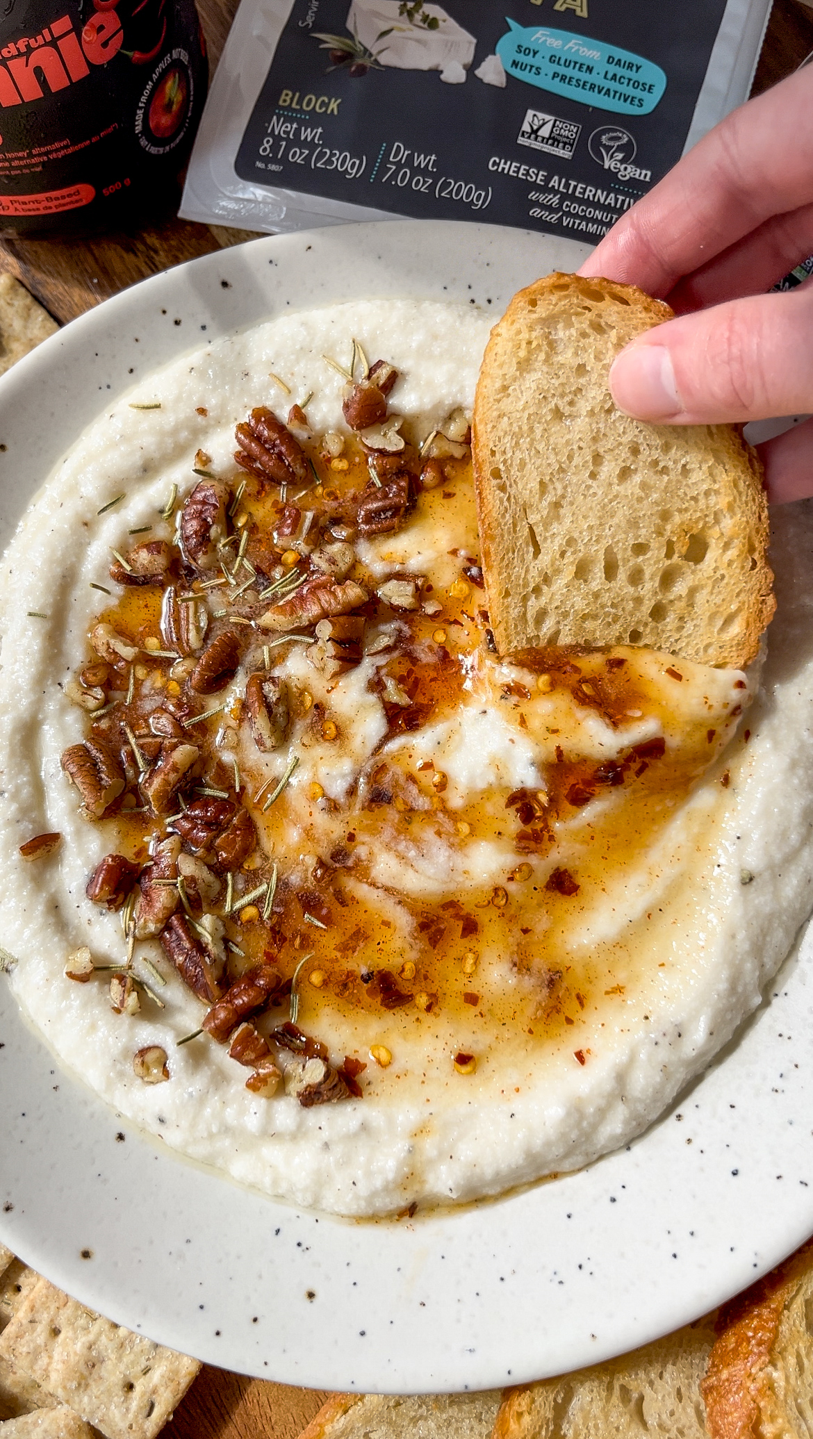 Vegan Hot Honey Whipped Feta Dip