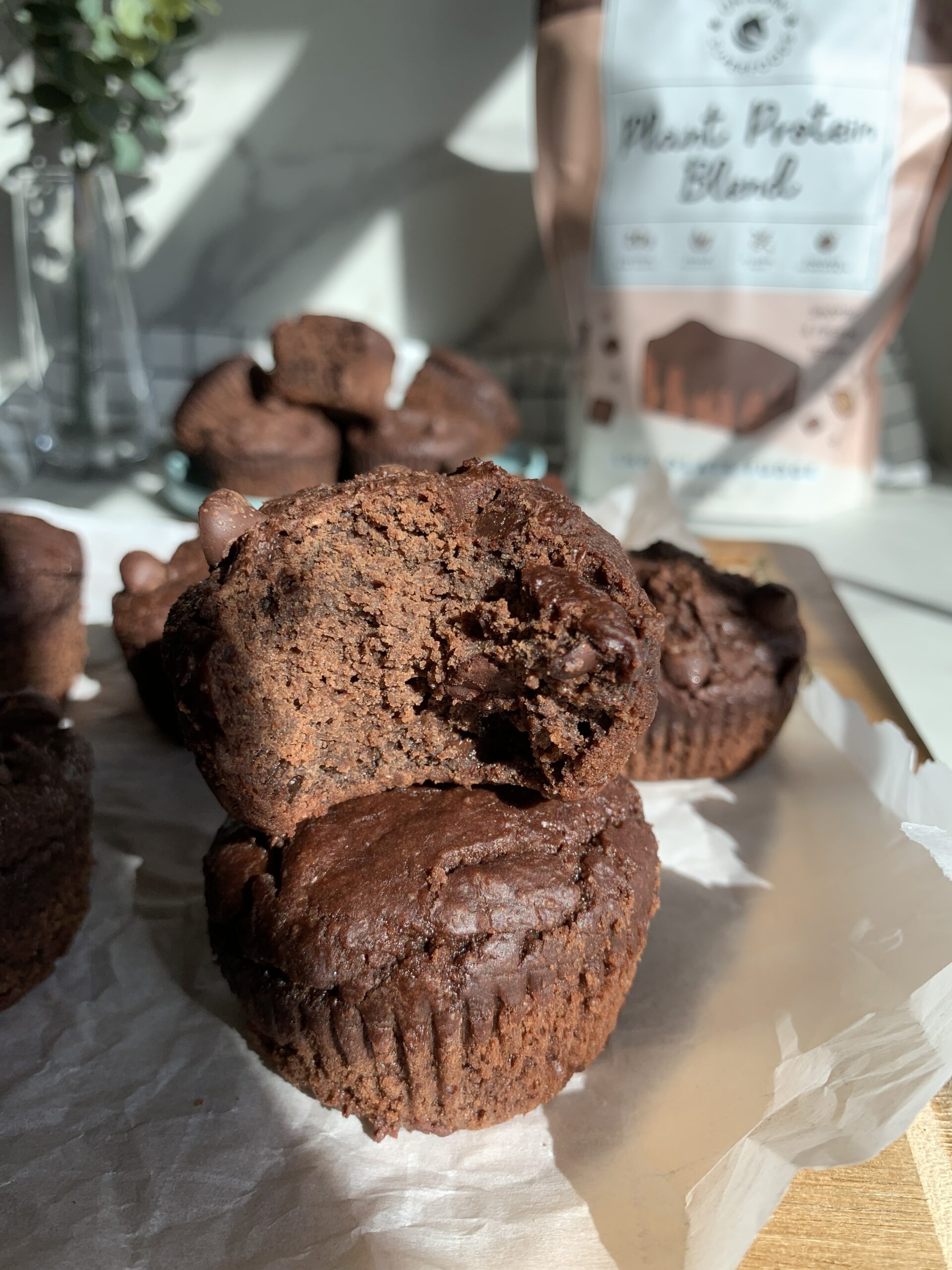 Chocolate Protein Muffins (Vegan, Gluten Free)