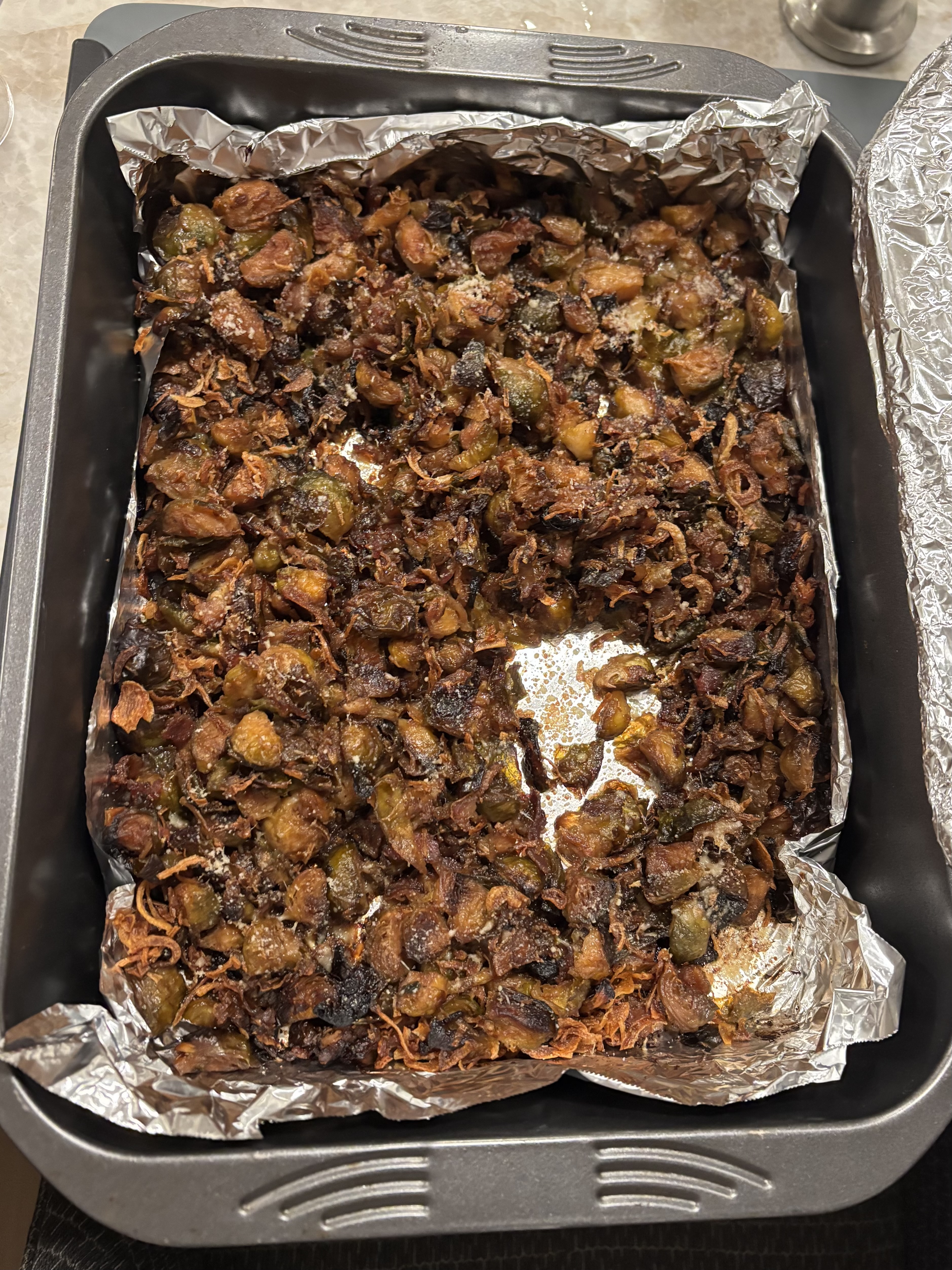 Crispy Brussels Sprouts With Fried Shallots, Bacon, & Dijon Vinaigrette review