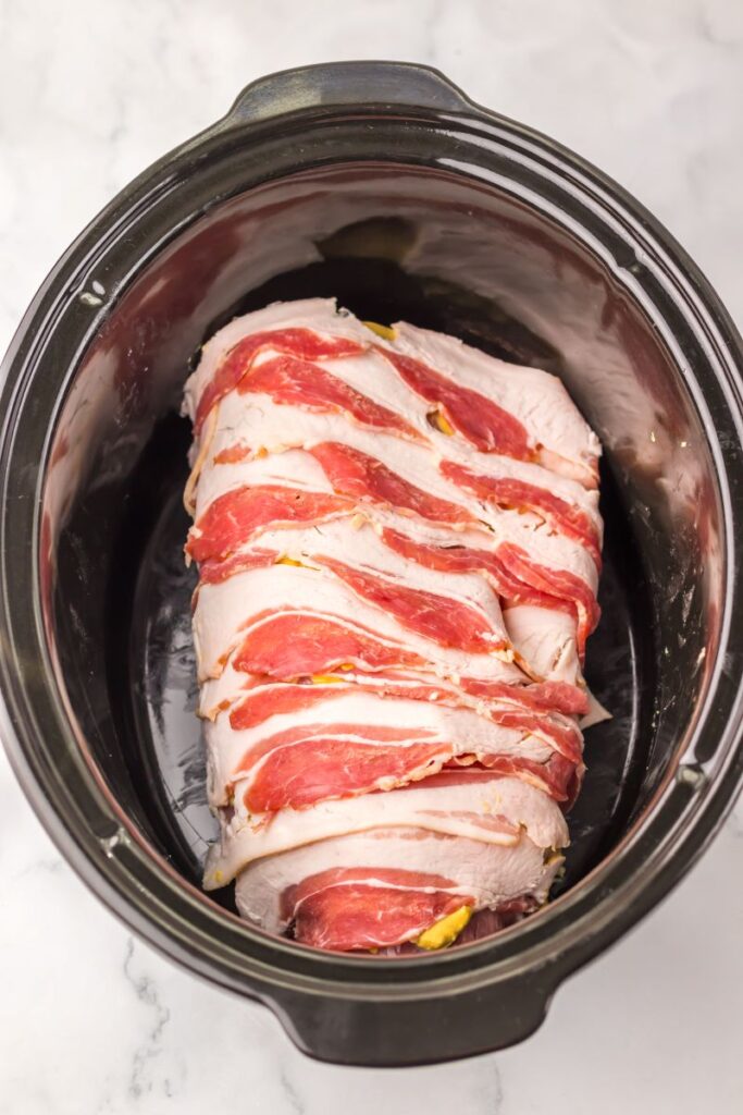 Slow Cooker Bacon Wrapped Pork Loin