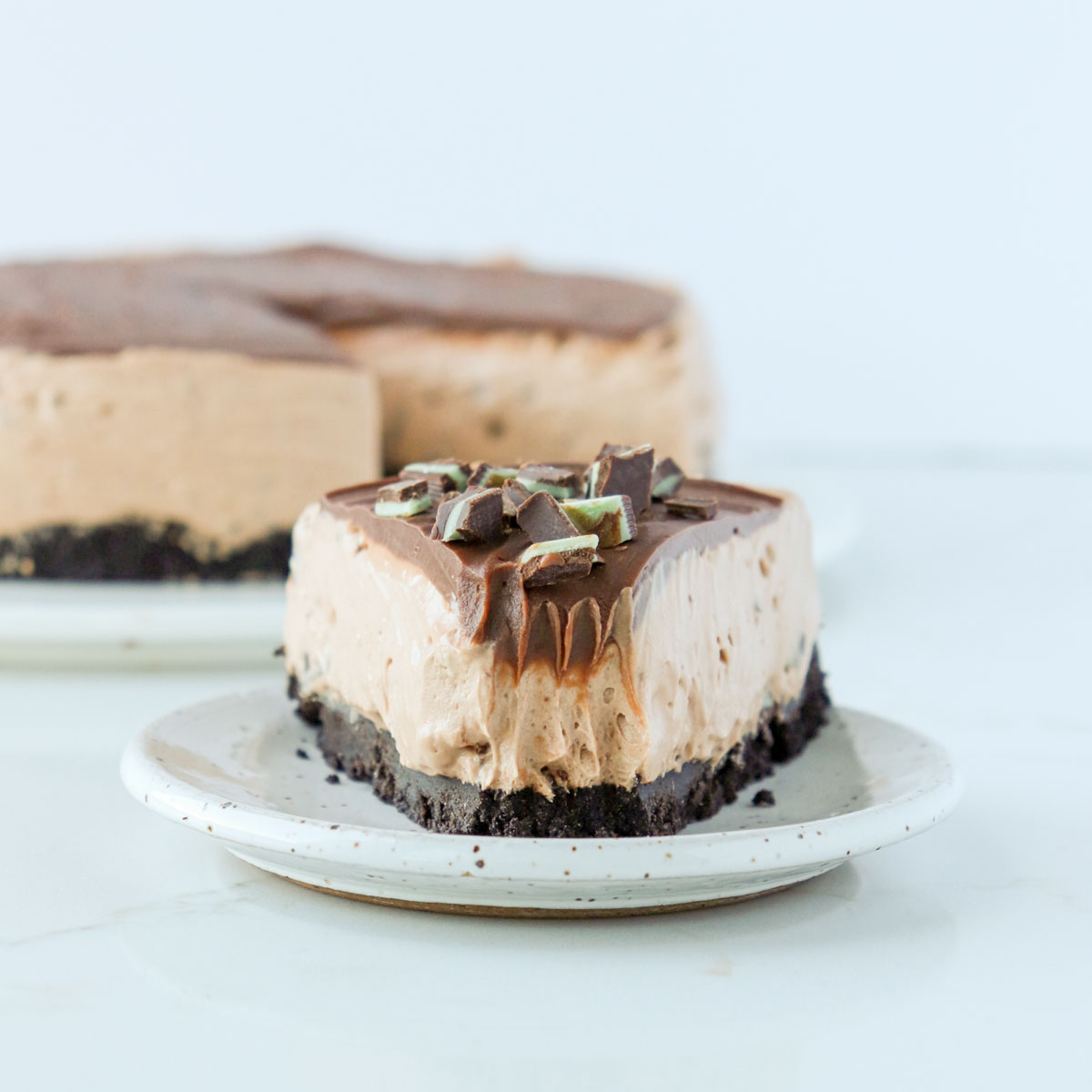 Andes Chocolate Mint Cheesecake (no-bake)